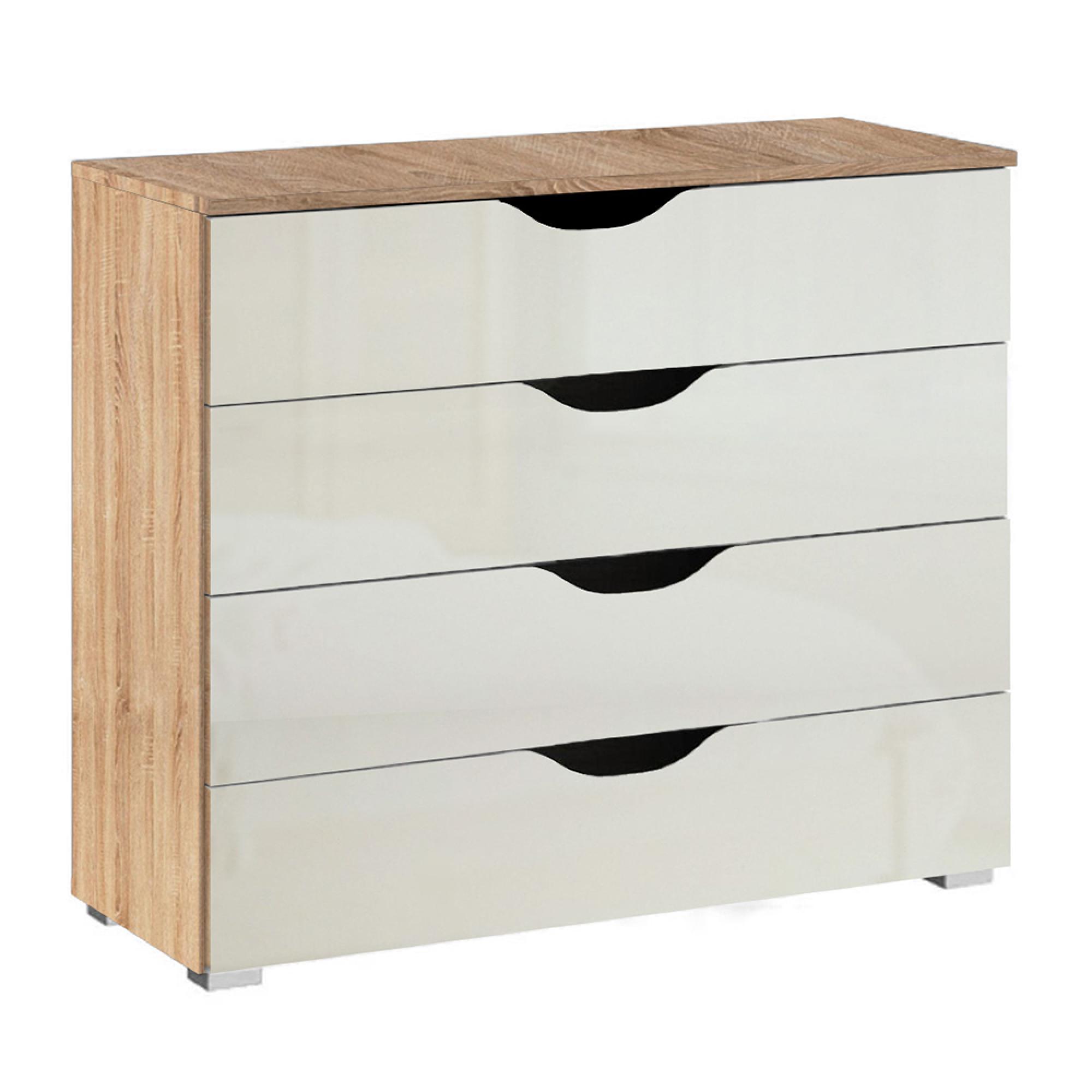 Rauch Arnstein 4 Drawer Chest - Sonoma Oak and White High Gloss
