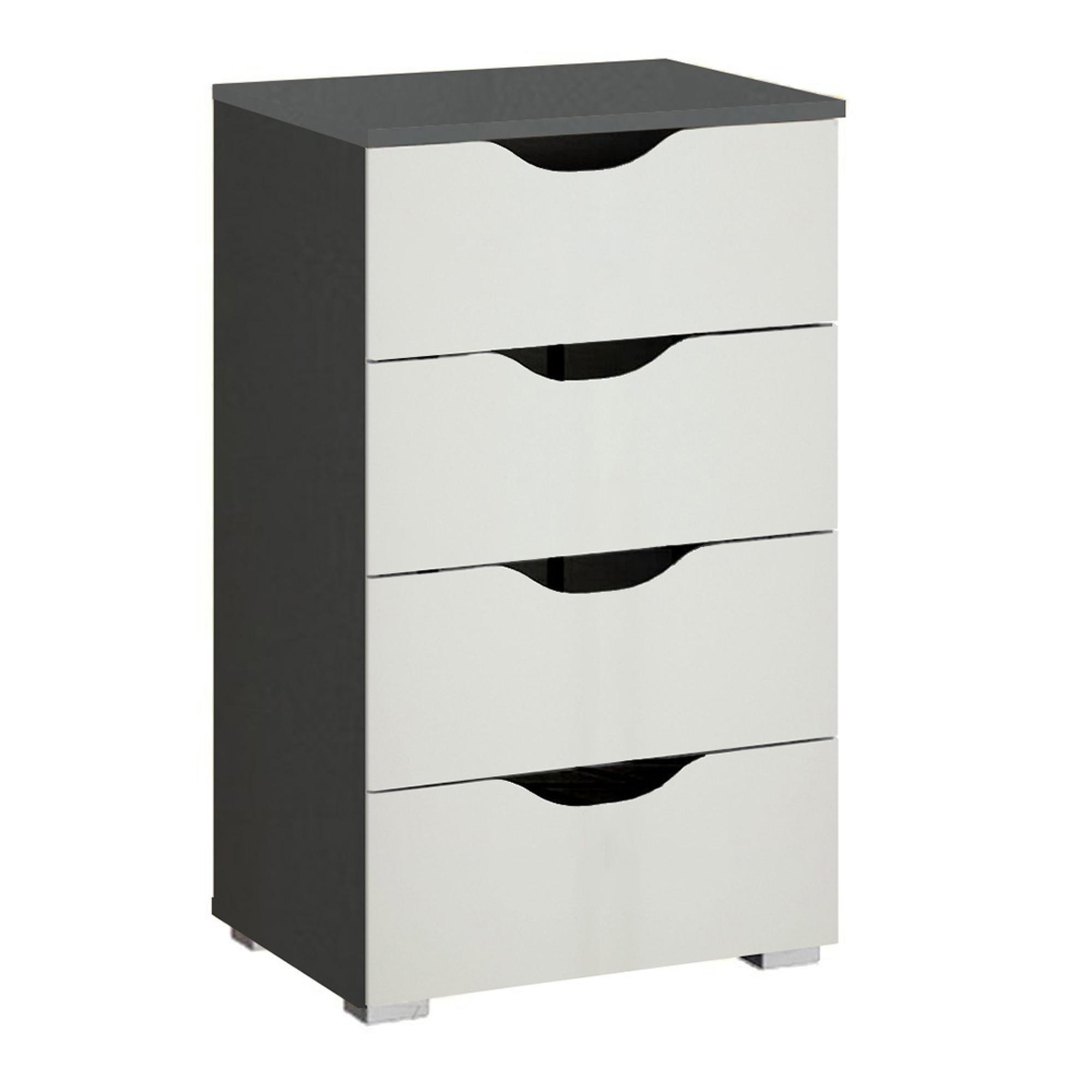 Rauch Arnstein 4 Drawer Narrow Chest - Metallic Dark Grey and Alpine White