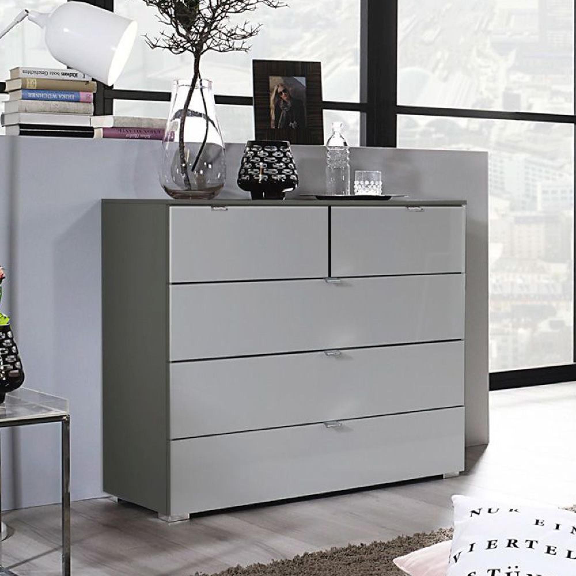 Rauch Erimo 3+2 Drawer Chest - Graphite and Silk Grey Glass