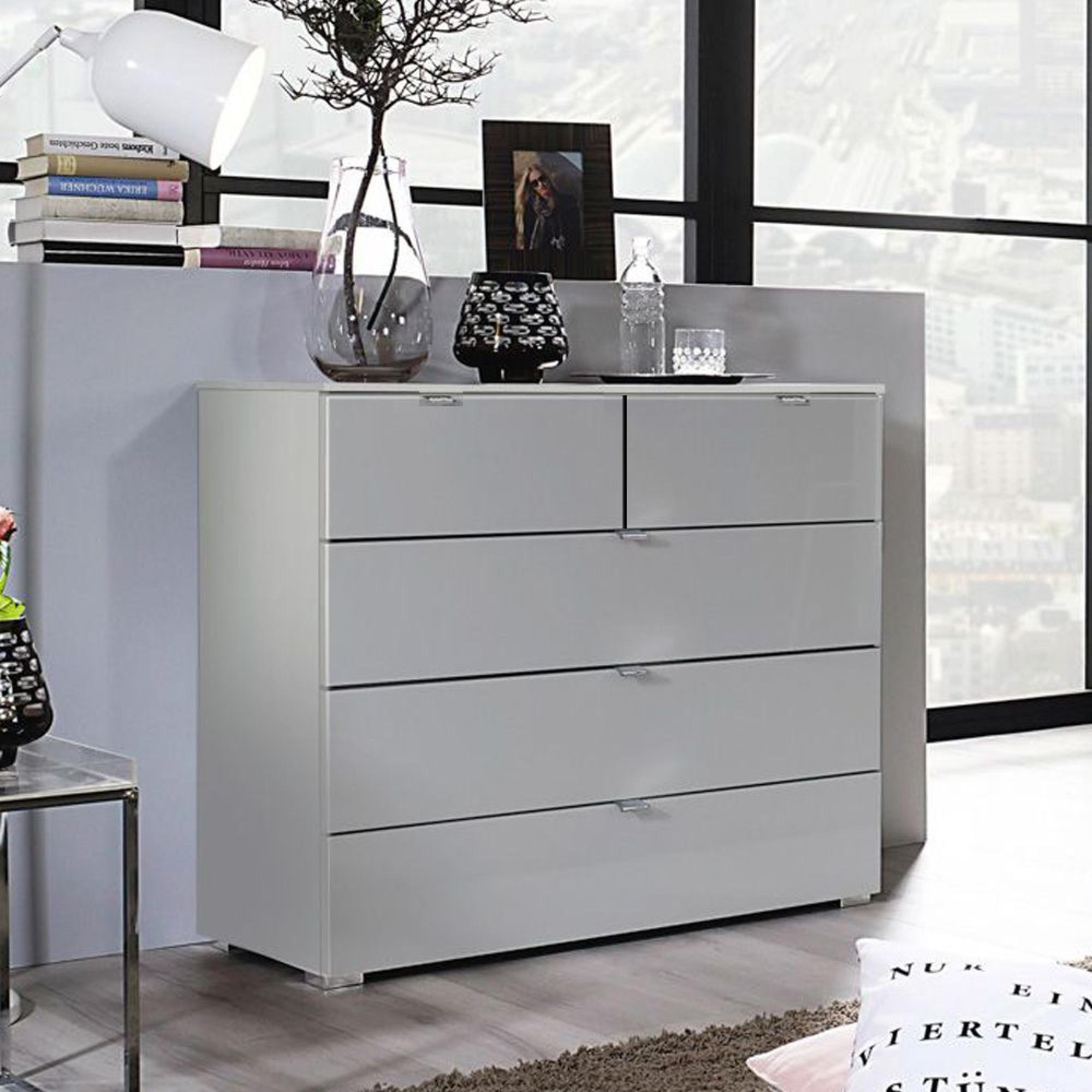 Rauch Erimo 3+2 Drawer Chest - Silk Grey and Silk Grey Glass