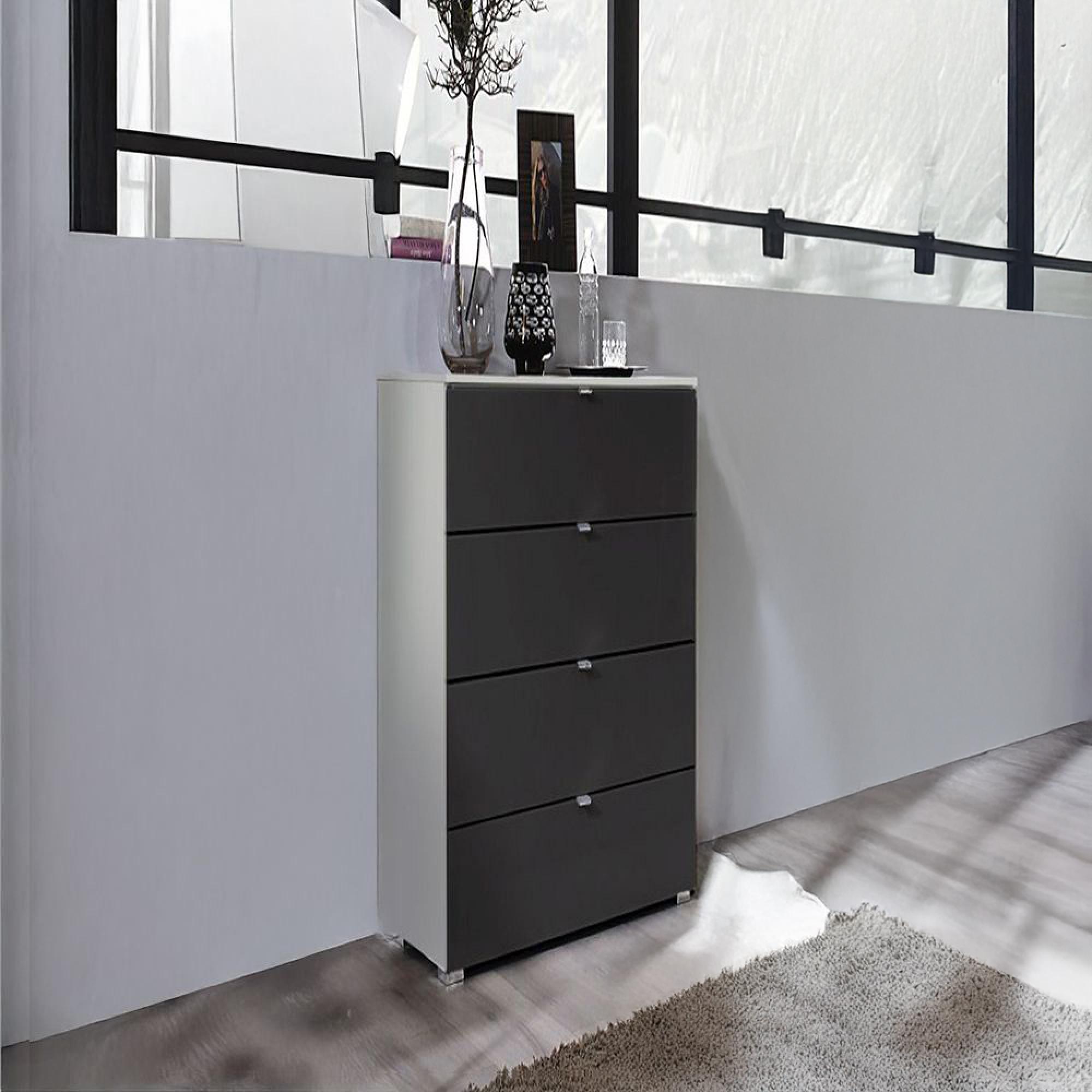 Rauch Erimo 4 Drawer Narrow Chest - Silk Grey and Basalt Glass