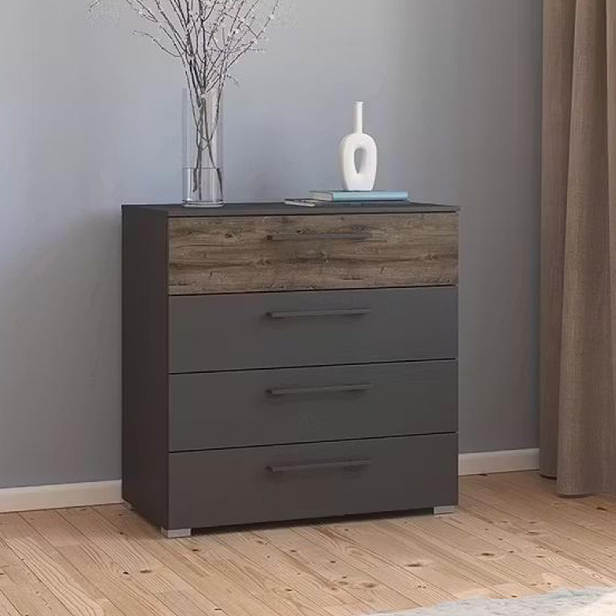 Rauch Luana 4 Drawer Chest - Graphite and Atlantic Dark Oak