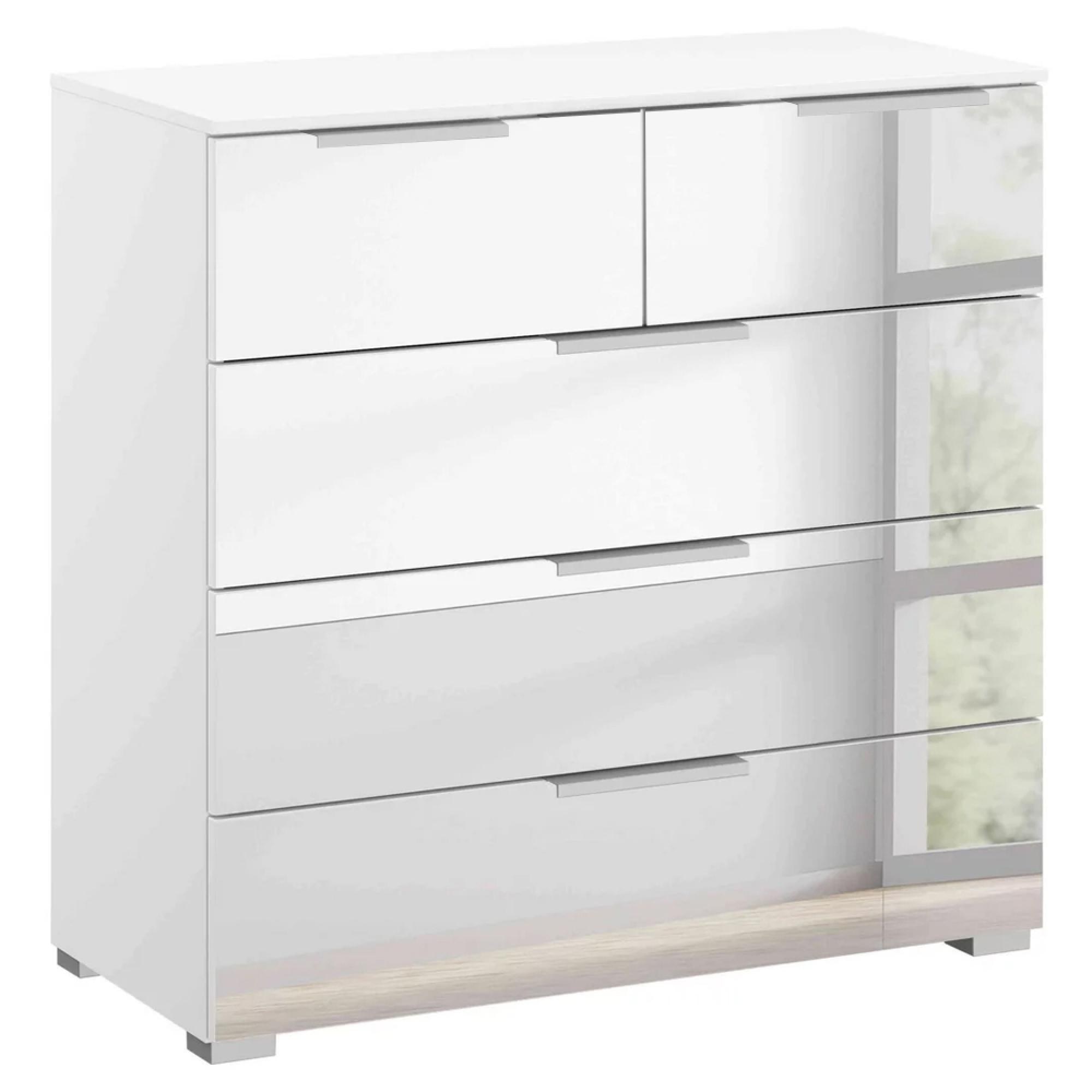Rauch Miramar 3+2 Drawer Mirrored Chest - Alpine White