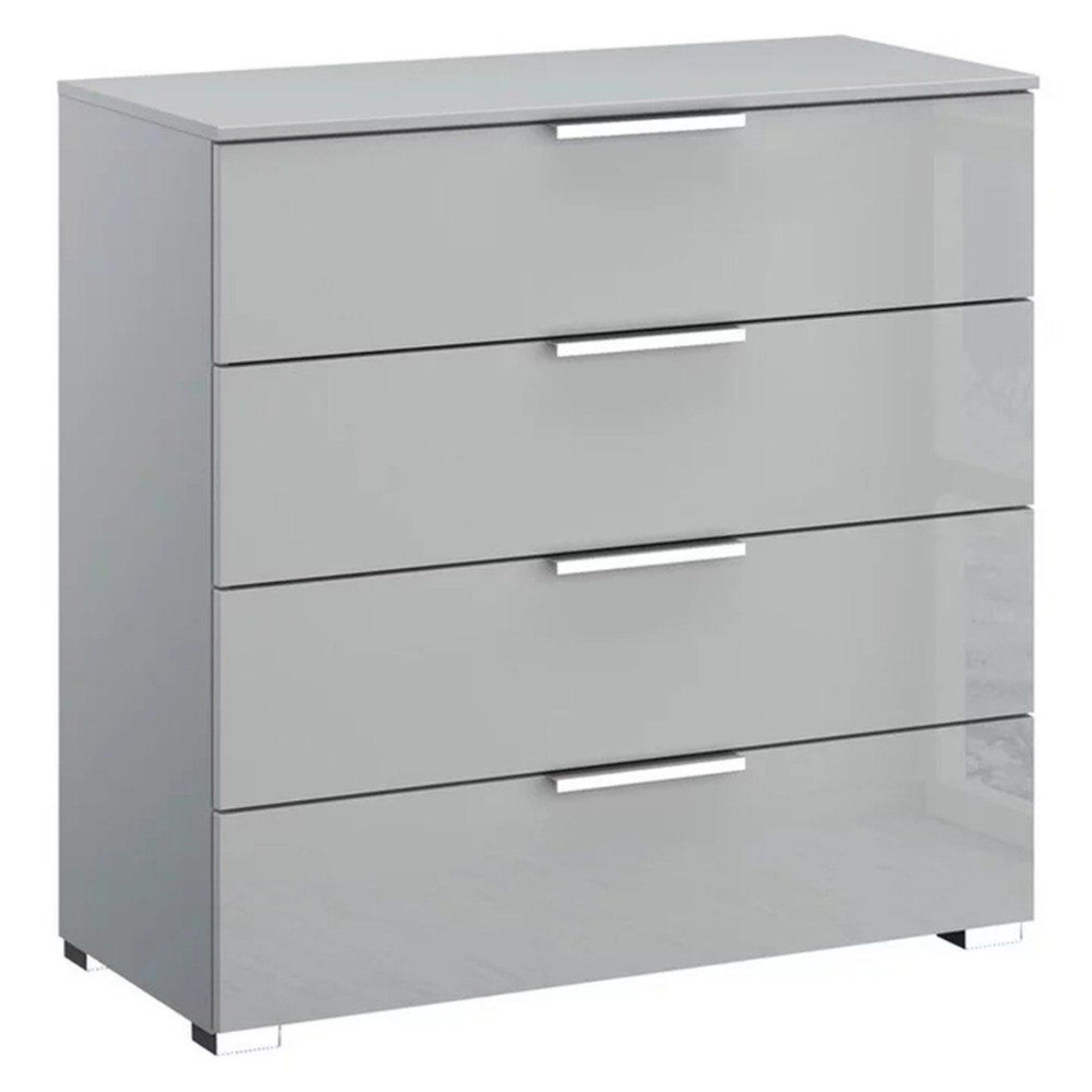 Rauch Miramar 4 Drawer Chest - Silk Grey and Silk Grey Glass
