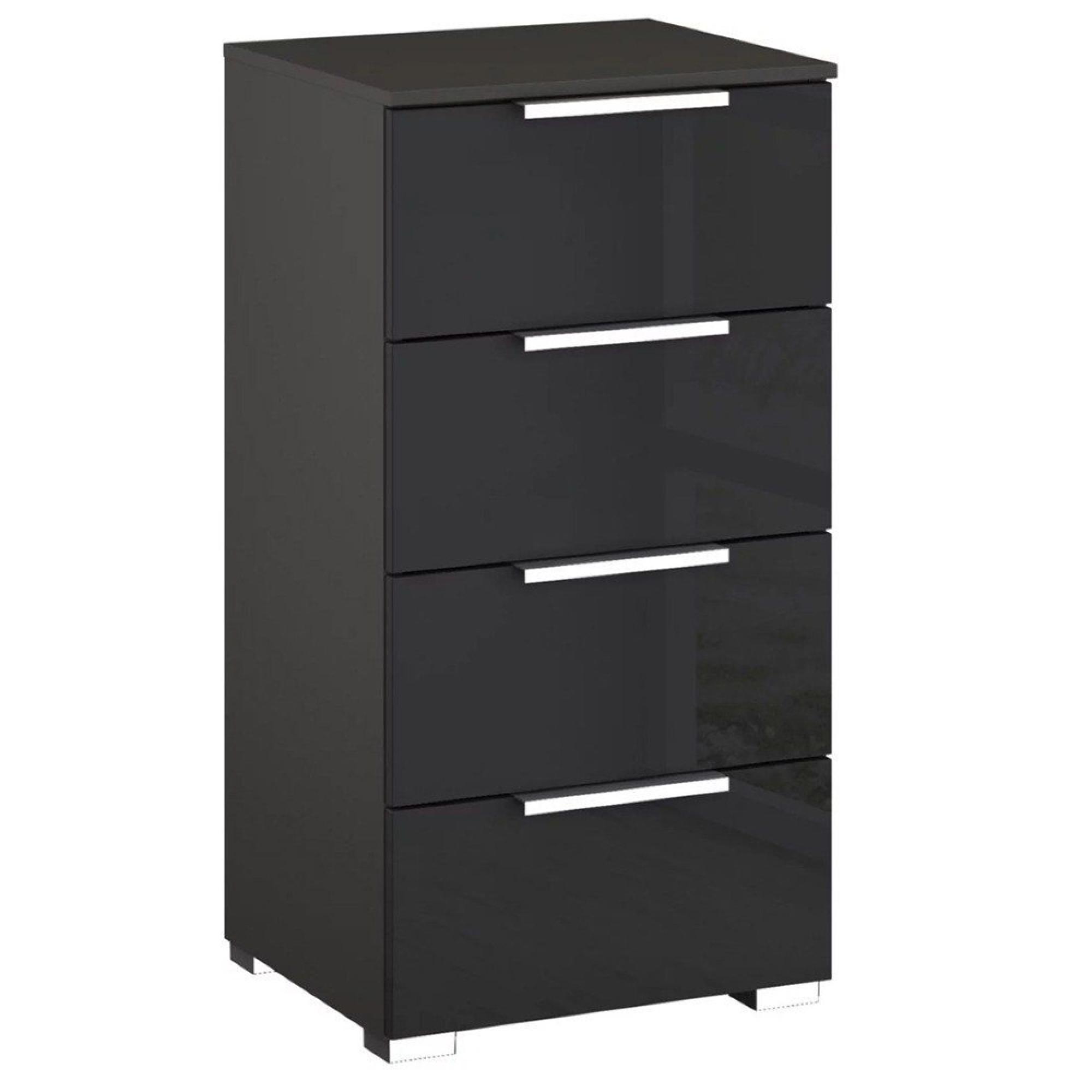 Rauch Miramar 4 Drawer Narrow Chest - Graphite and Basalt Glass