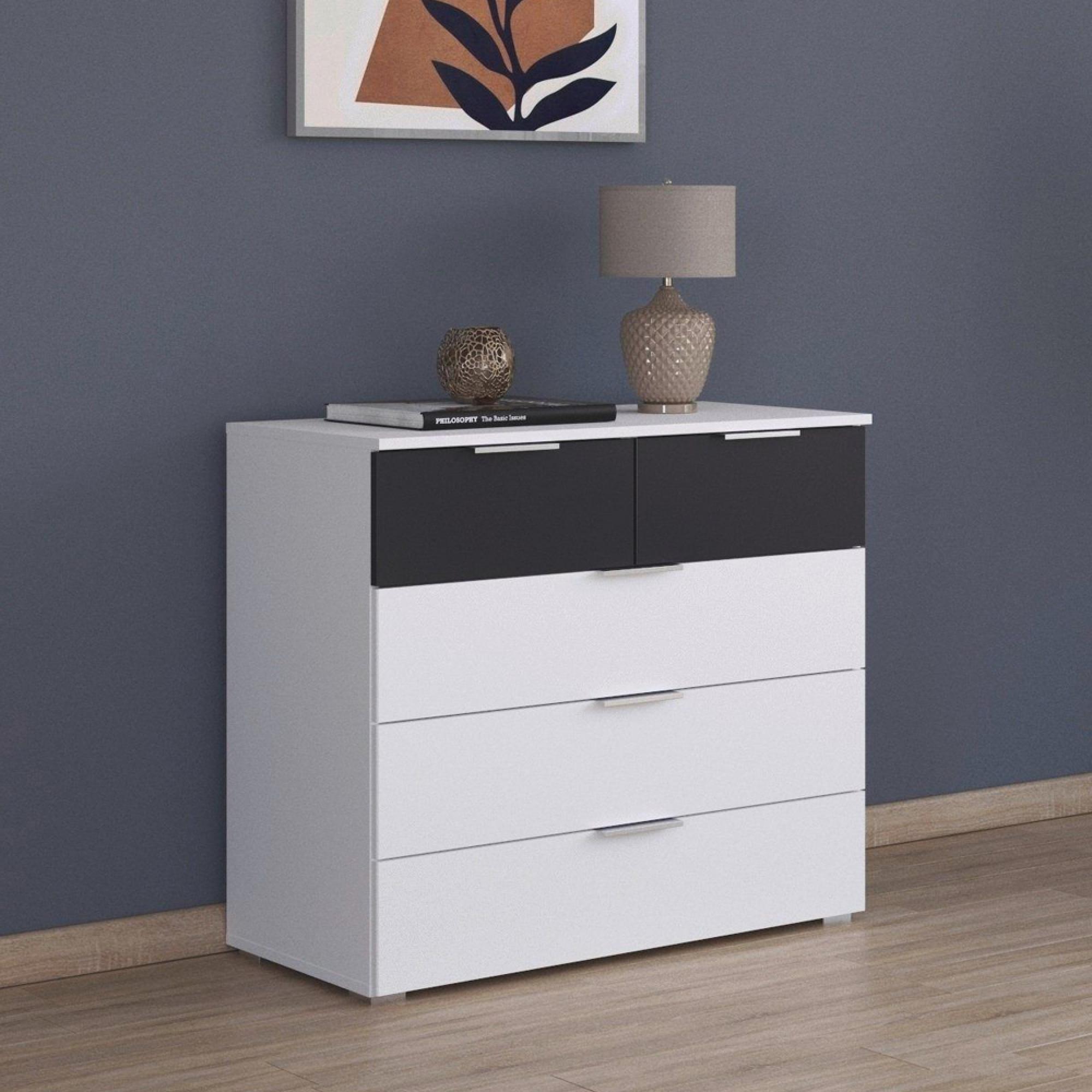 Rauch Monza 5 Drawer Chest - Alpine White and Metallic Dark Grey