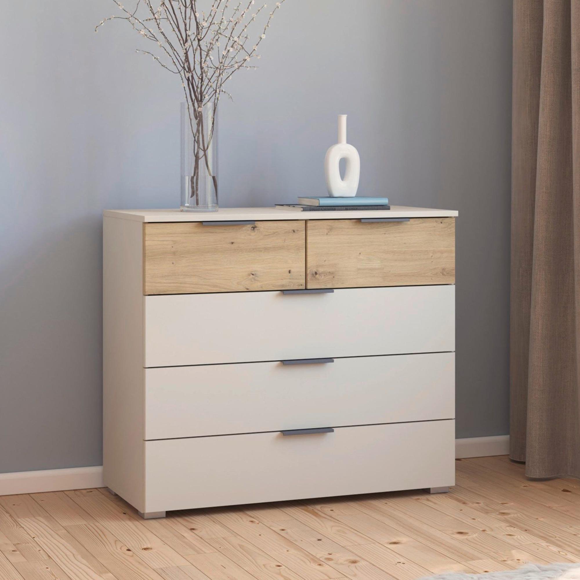 Rauch Sajo 3+2 Drawer Chest - Champagne and Artisan Oak