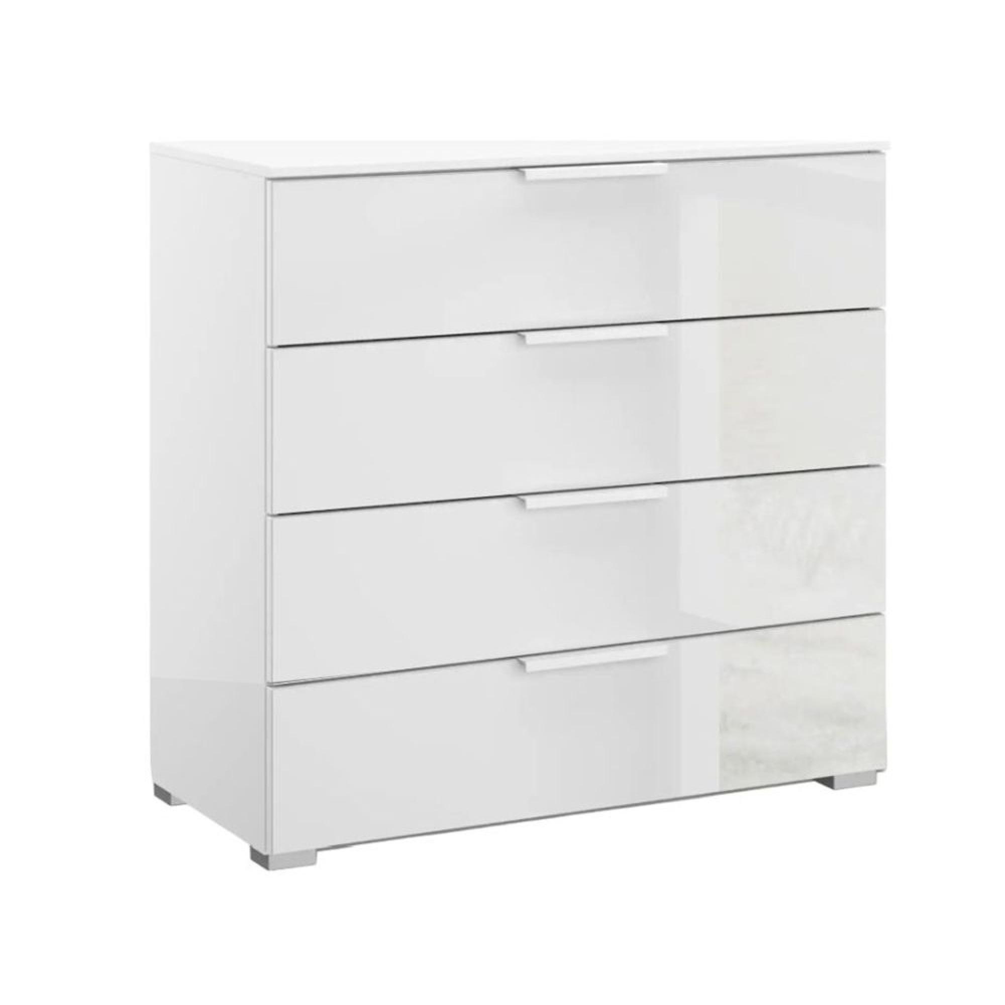 Rauch Skat Meridian 4 Drawer Chest - Alpine White and Crystal White Glass