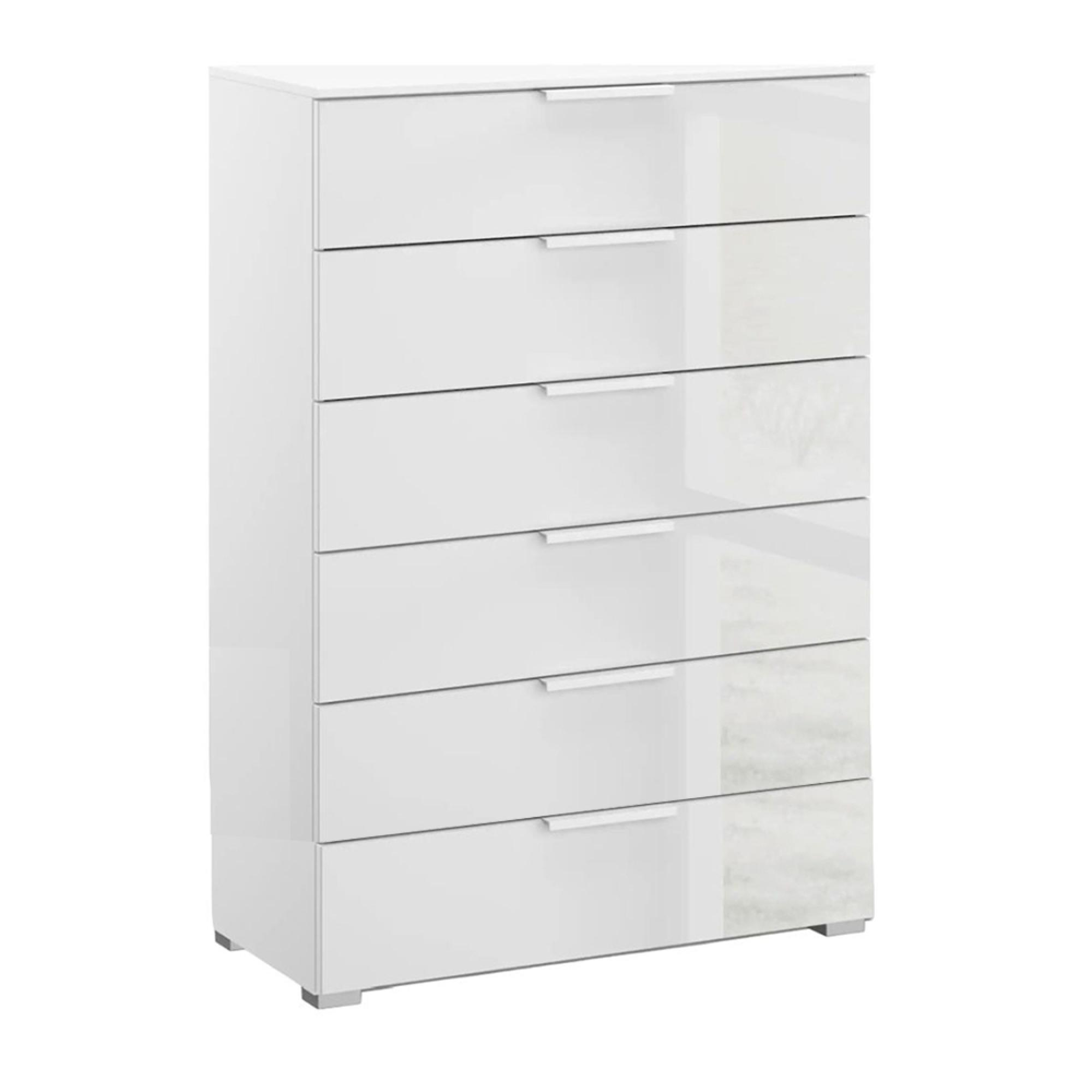 Rauch Skat Meridian 6 Drawer Chest - Alpine White and Crystal White Glass