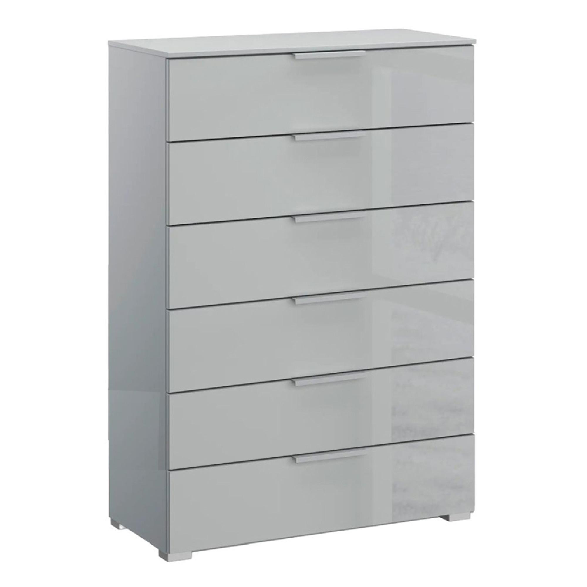 Rauch Skat Meridian 6 Drawer Chest - Silk Grey and Silk Grey Glass