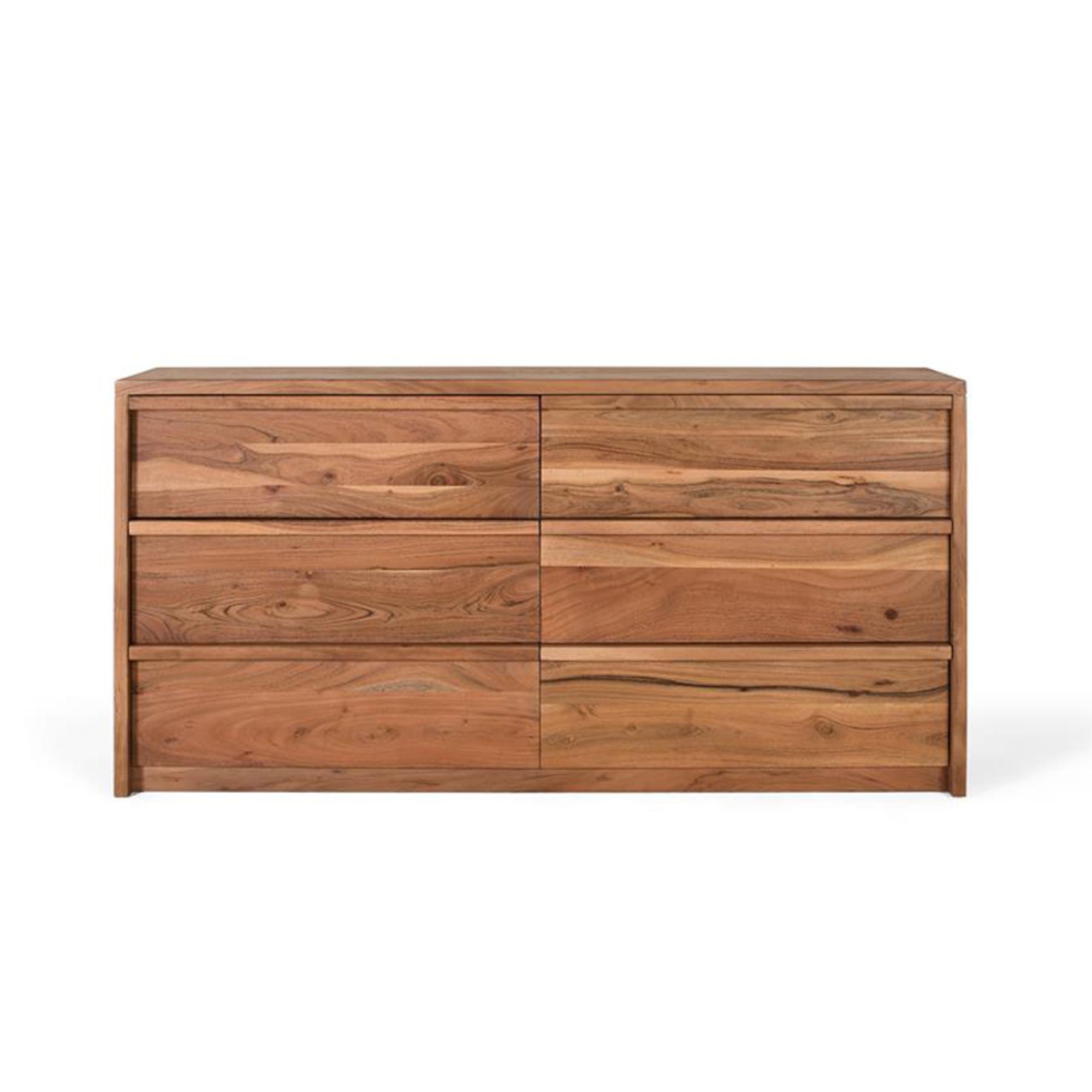 Ronceverte Chest - Acacia Wood - 6 Drawer - Wide