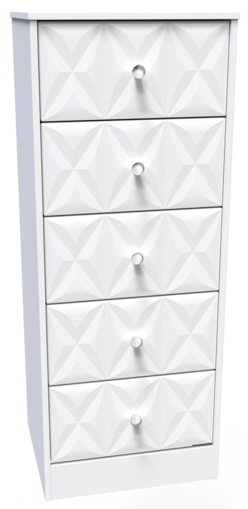 San Jose Chest - Narrow - 5 Drawer - White