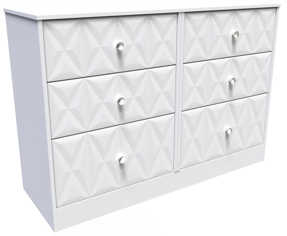 San Jose White 6 Drawer Midi Chest