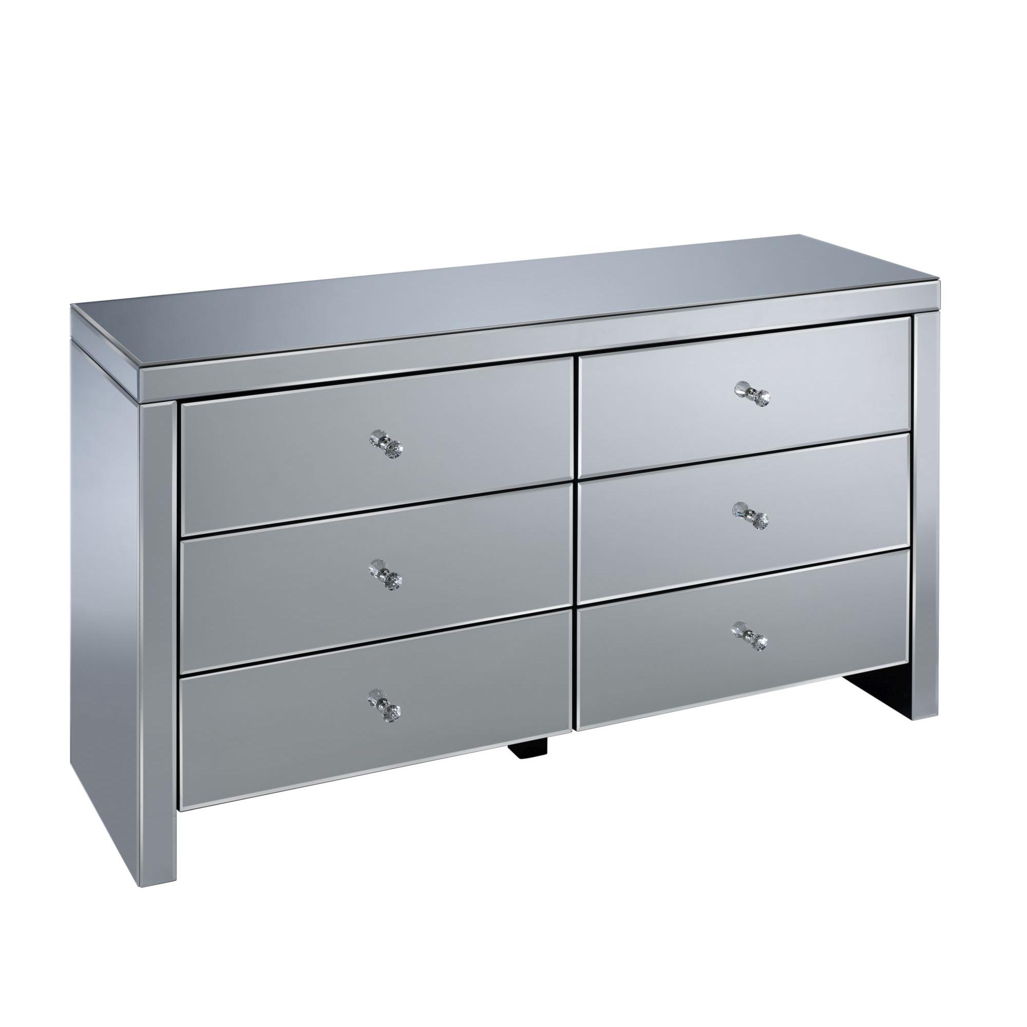 Seville Wide Chest - 6 Drawer - Mirrored