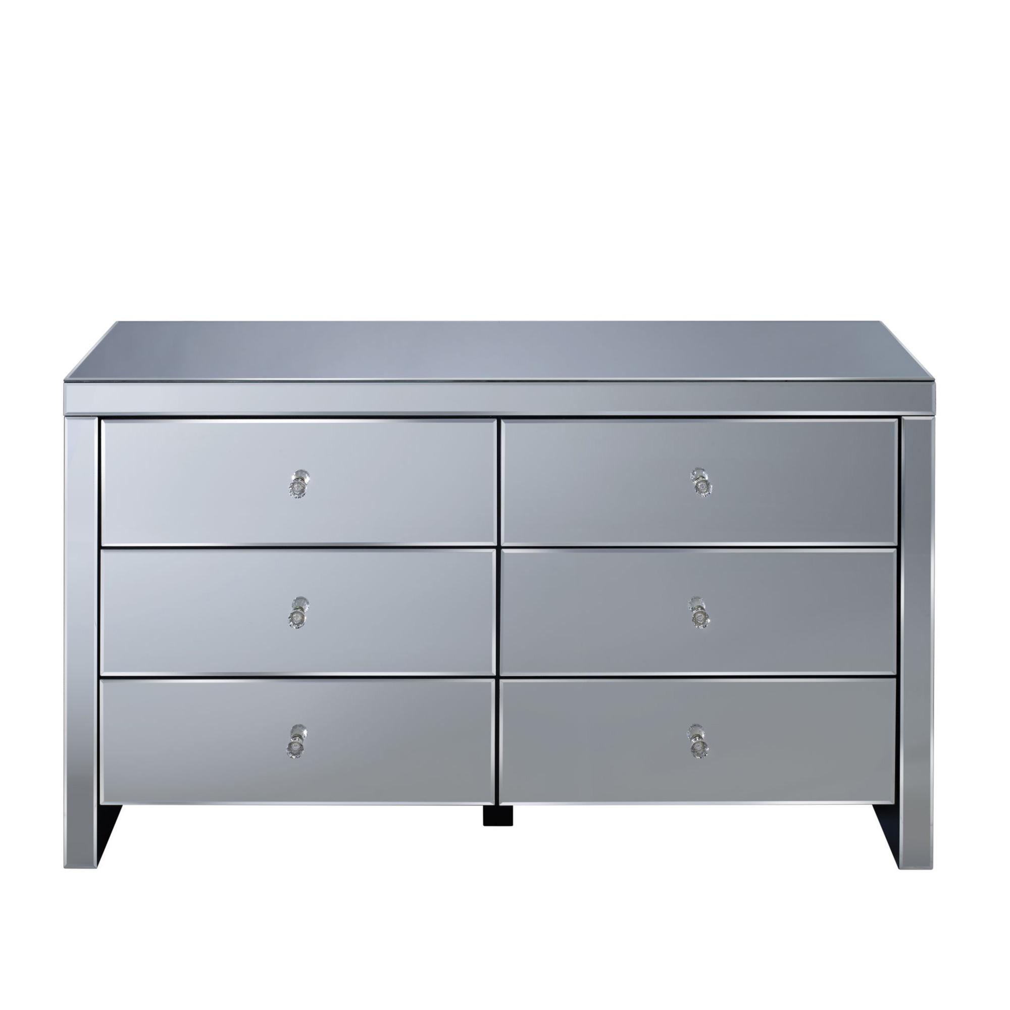 Seville Wide Chest - 6 Drawer - Mirrored