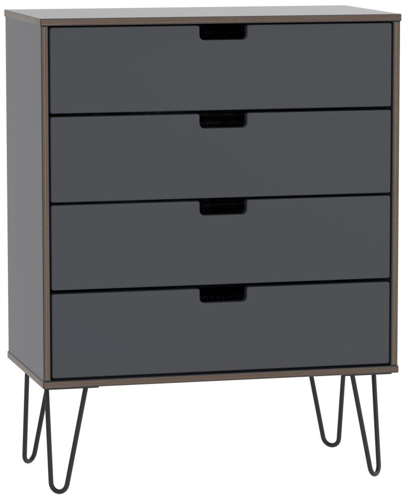 Shanghai Graphite 4 Drawer Chest with Hairpin Legs