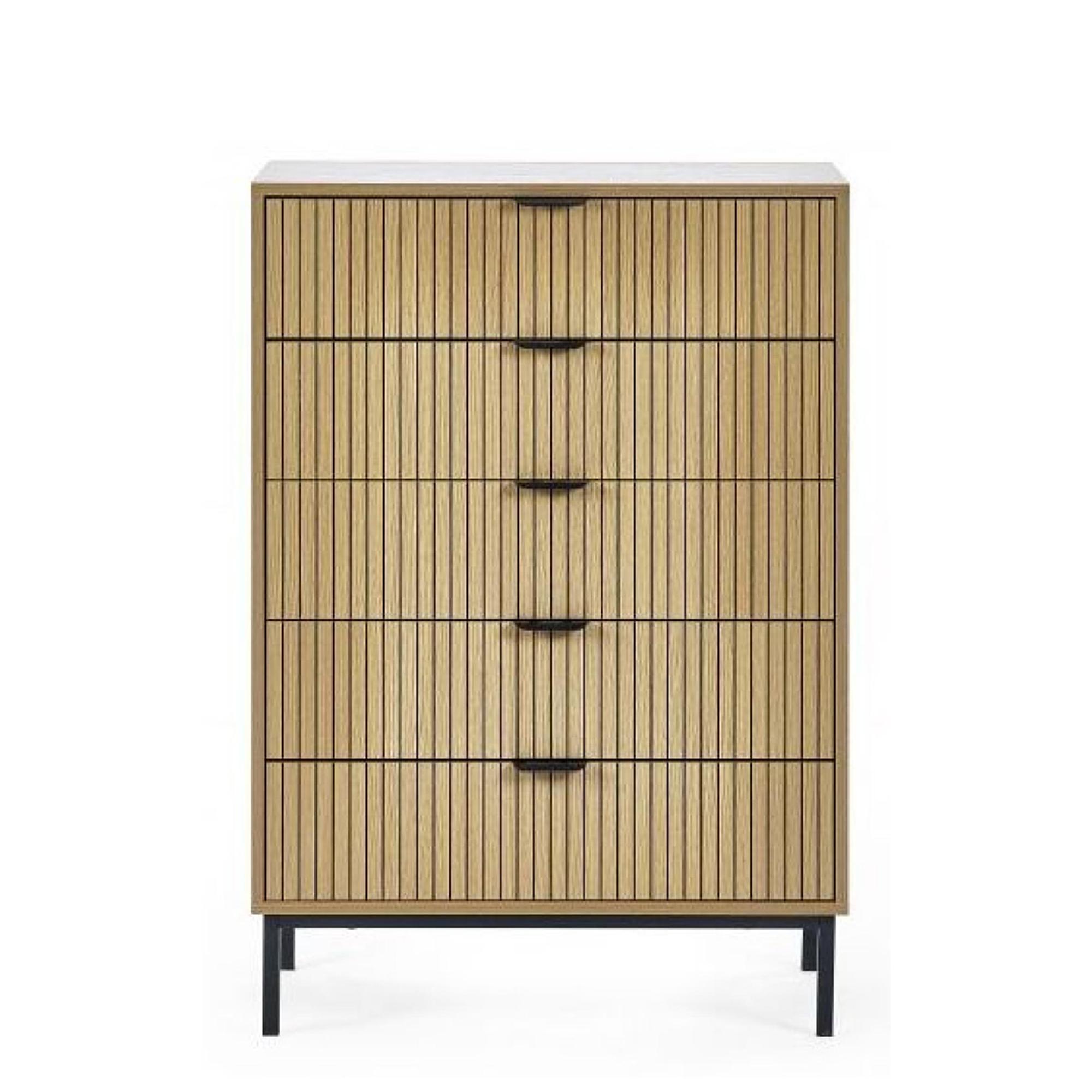 Sia Chest of Drawers - 5 Drawer - Ribbed - Oak
