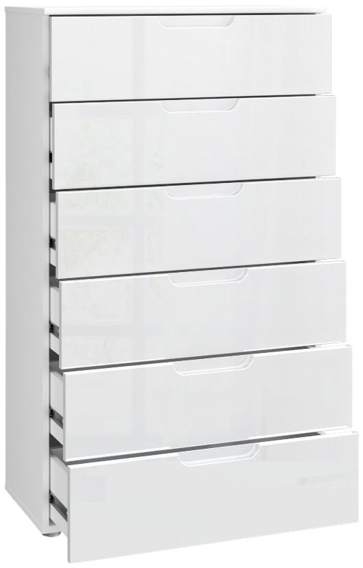 Sienna White Gloss 6 Drawer Tall Chest