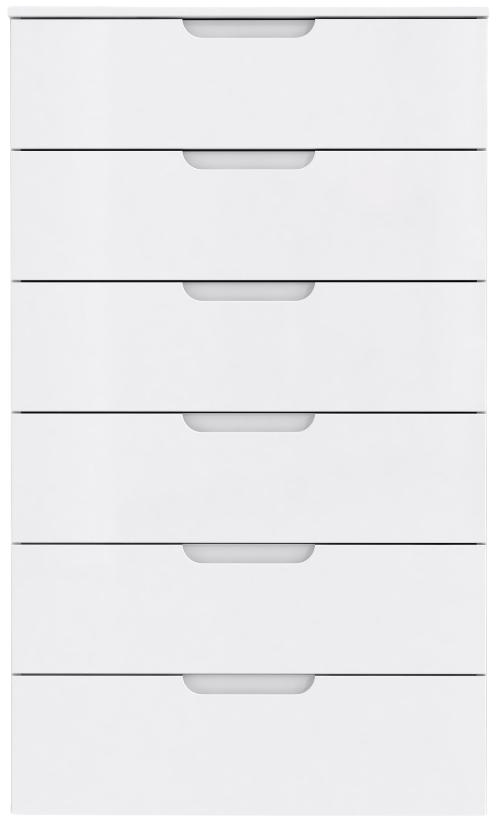 Sienna White Gloss 6 Drawer Tall Chest