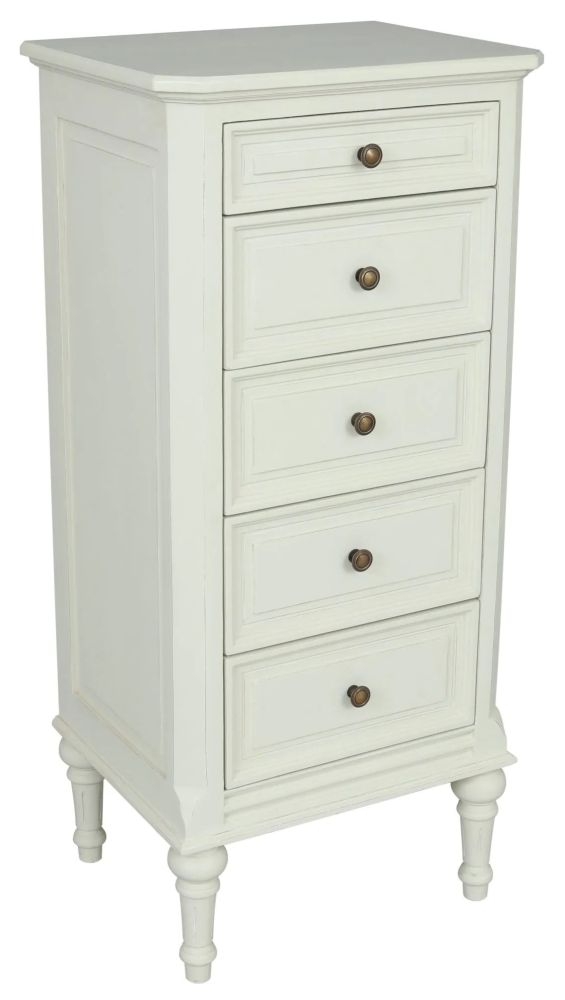 Solana French Lime White 5 Drawer Chest