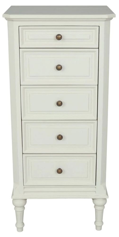 Solana French Lime White 5 Drawer Chest