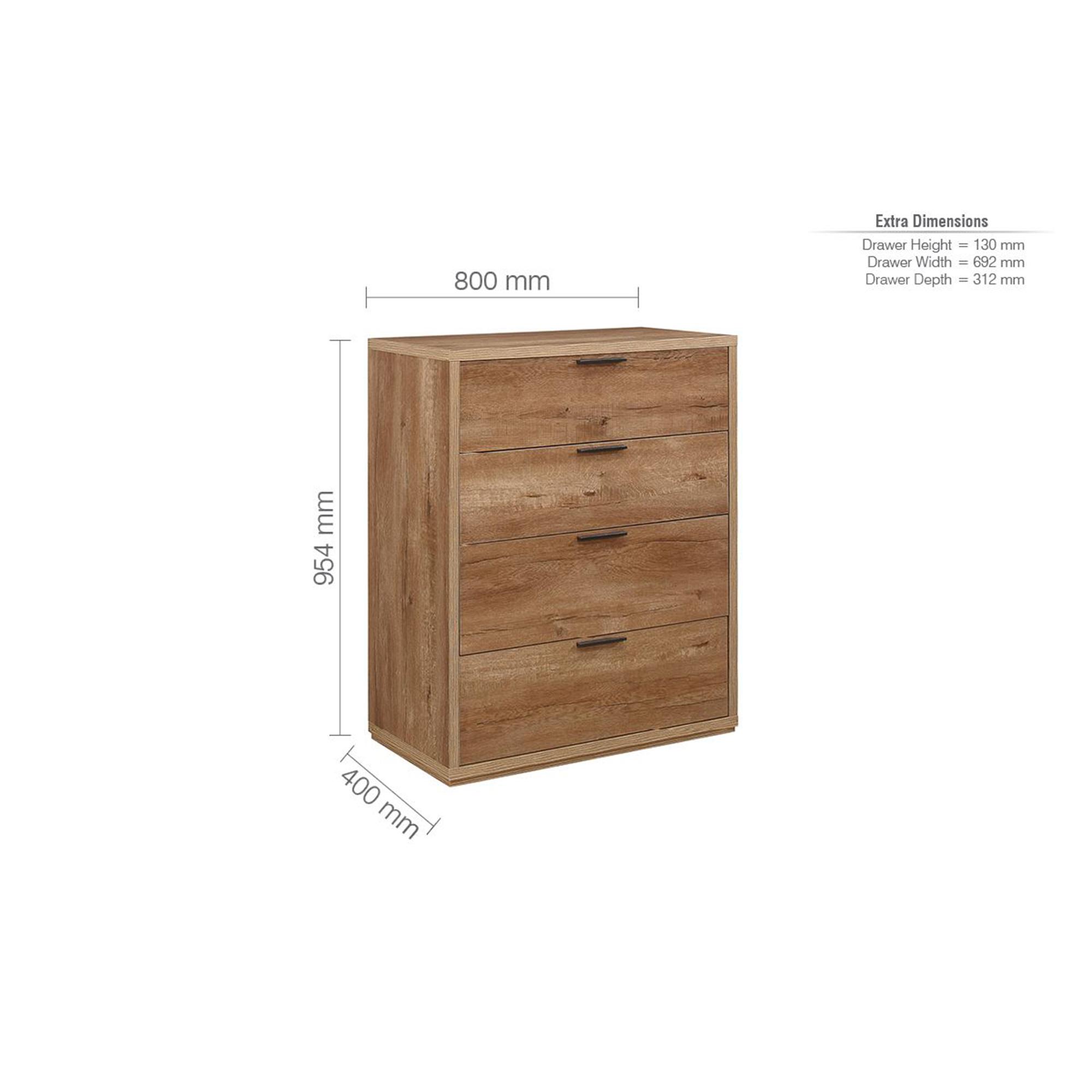 Stockwell Chest - 4 Drawer - Rustic Oak