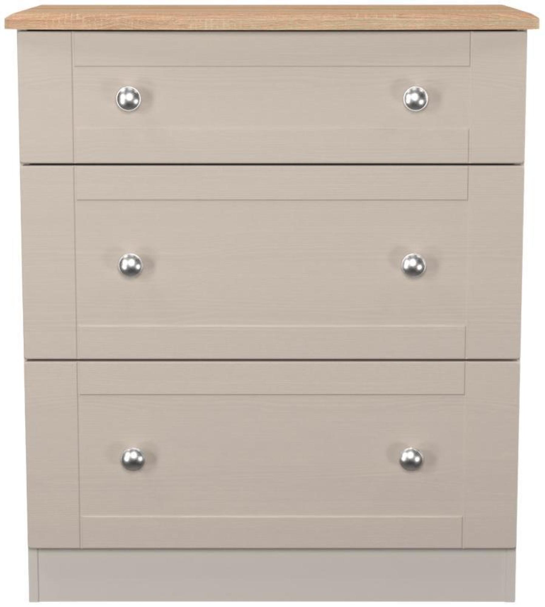 Sussex Cashmere and Oak Effect 3 Drawer Deep Chest