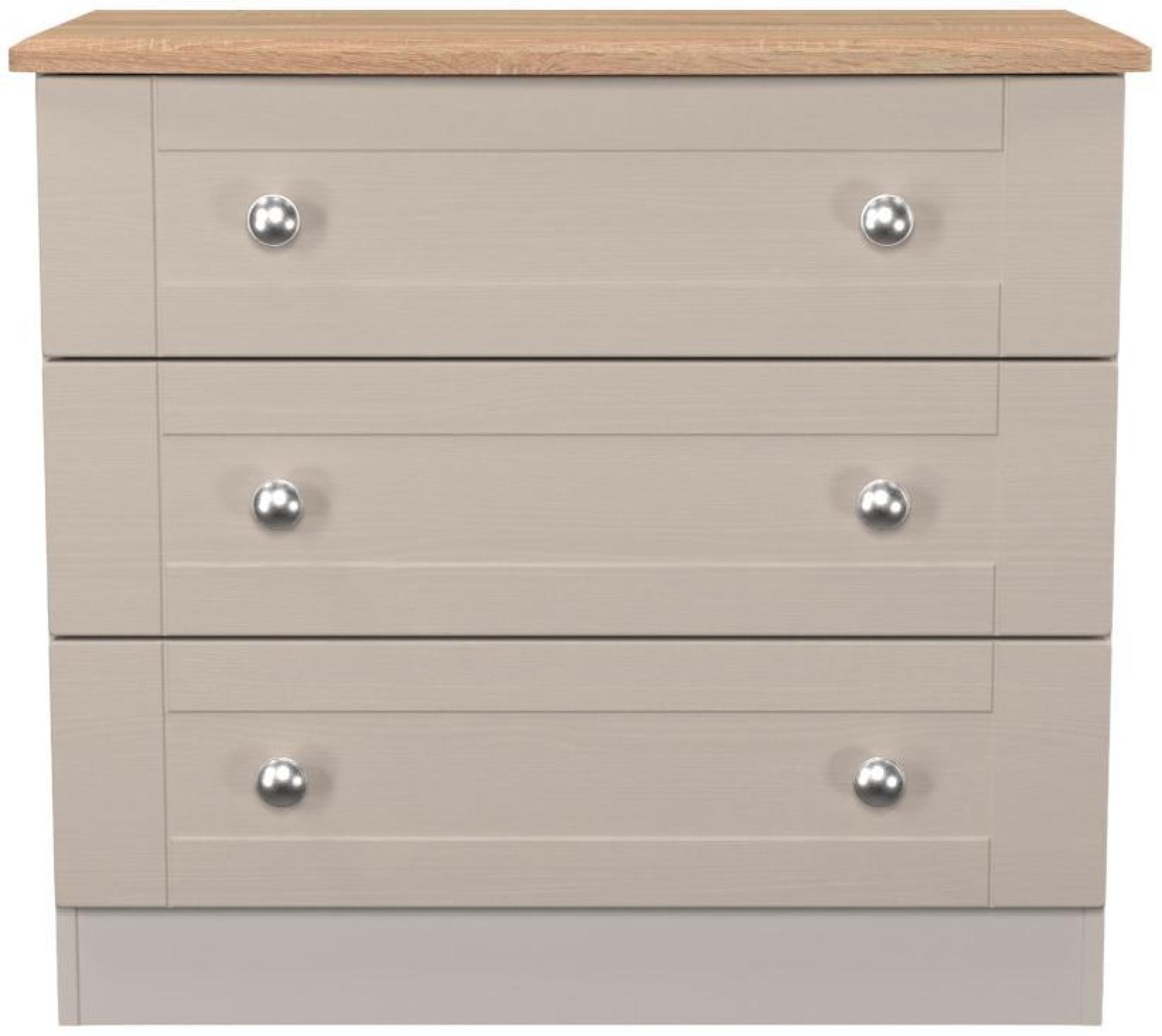 Sussex Cashmere and Oak Effect 3 Drawer Small Chest