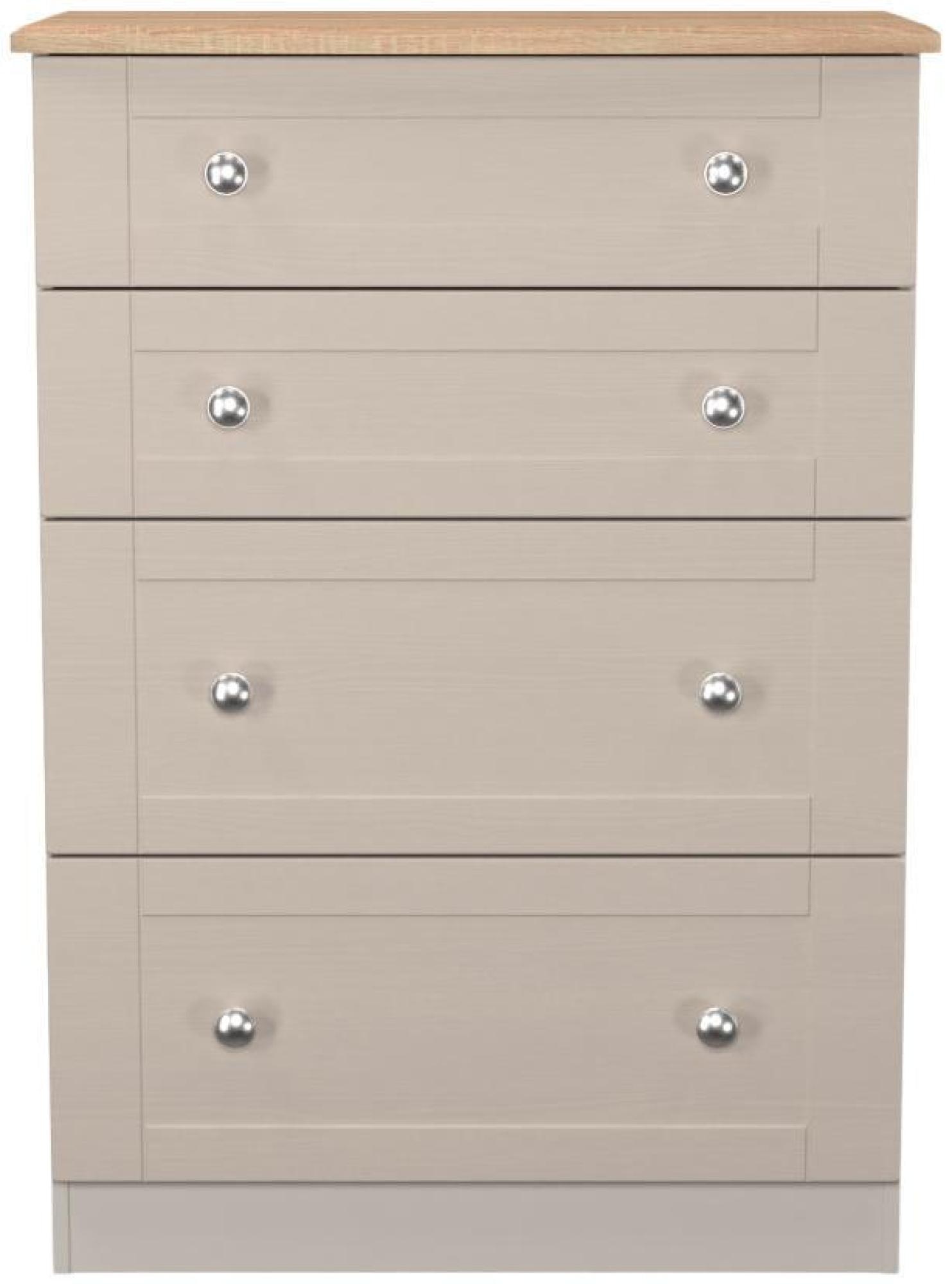 Sussex Cashmere and Oak Effect 4 Drawer Deep Chest