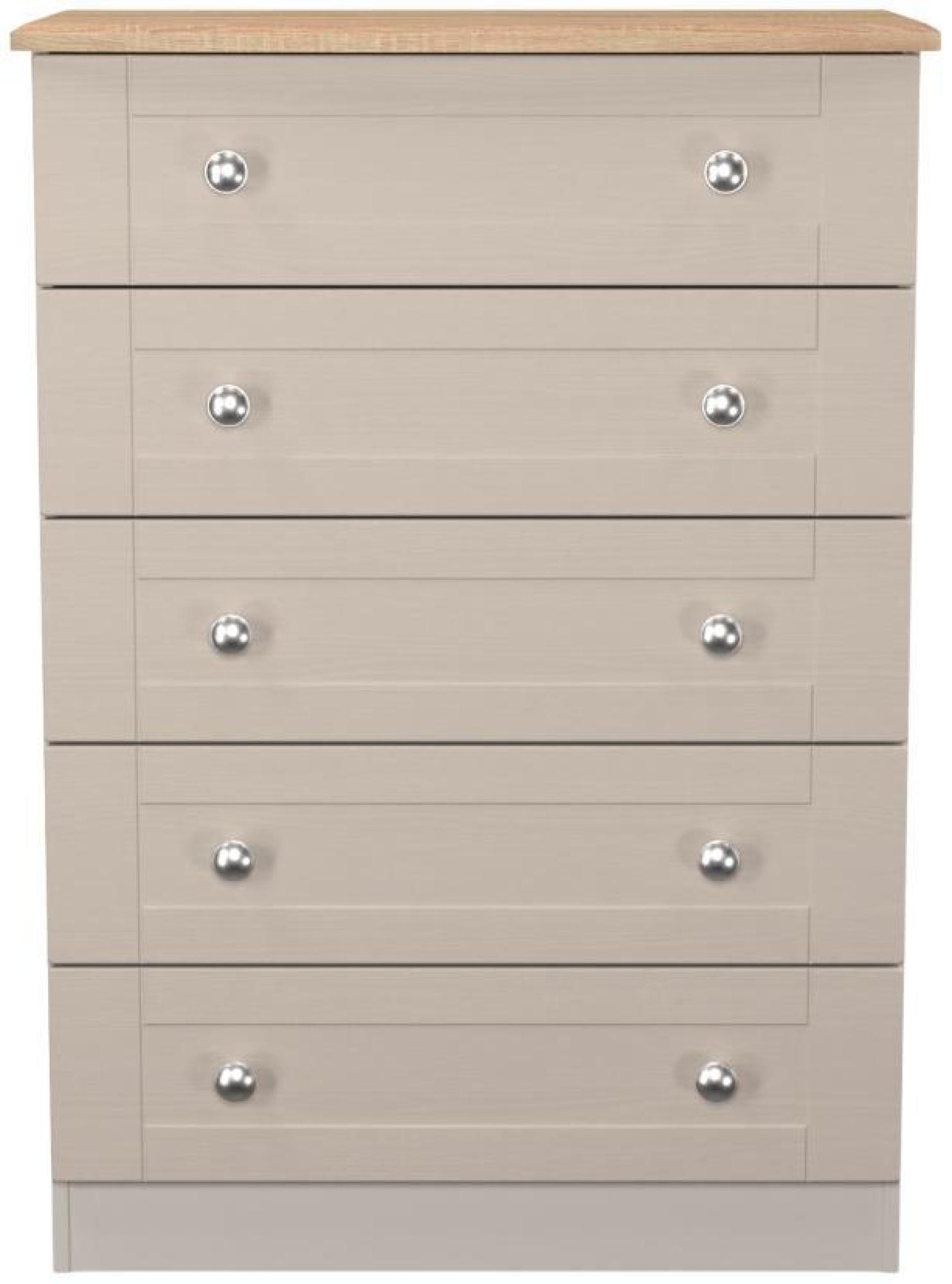 Sussex Cashmere and Oak Effect 5 Drawer Chest