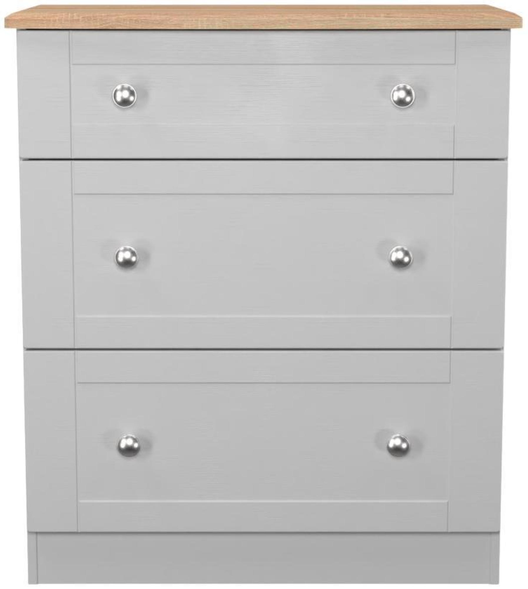Sussex Grey and Oak Effect 3 Drawer Deep Chest