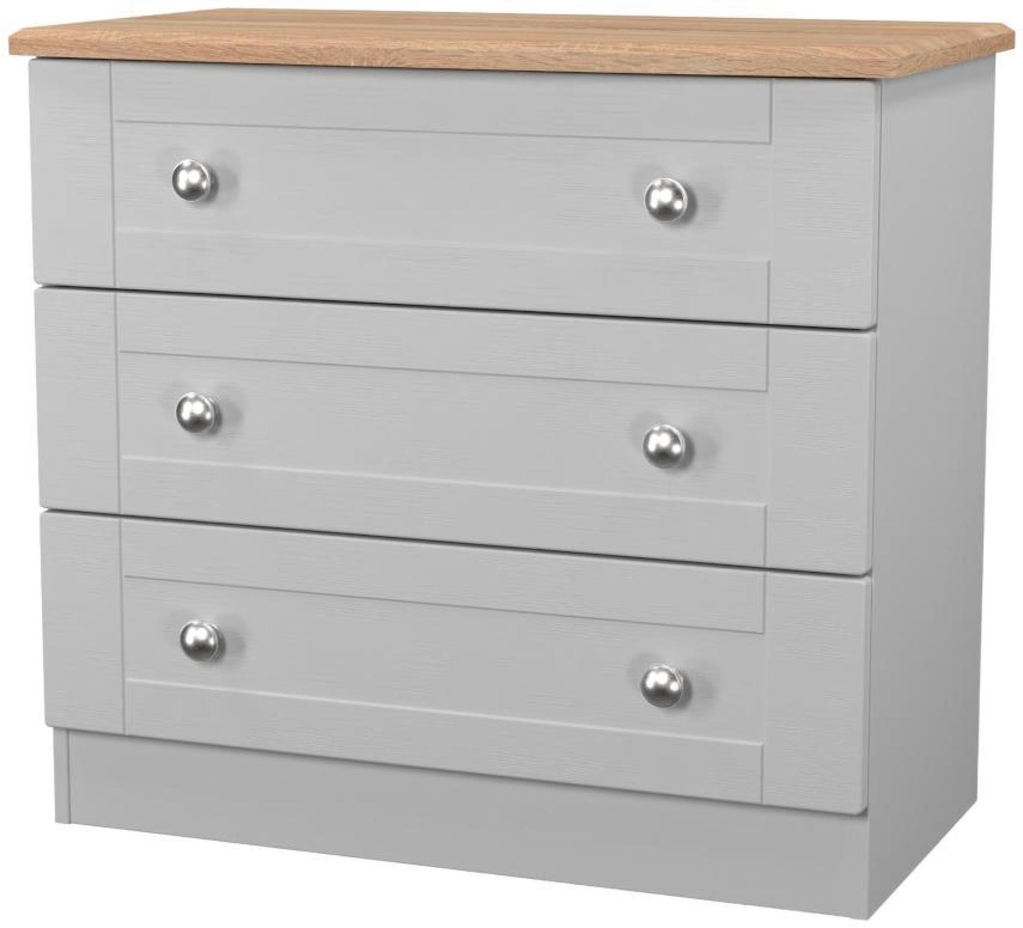 Sussex Small Chest - 3 Drawer - Grey and Oak