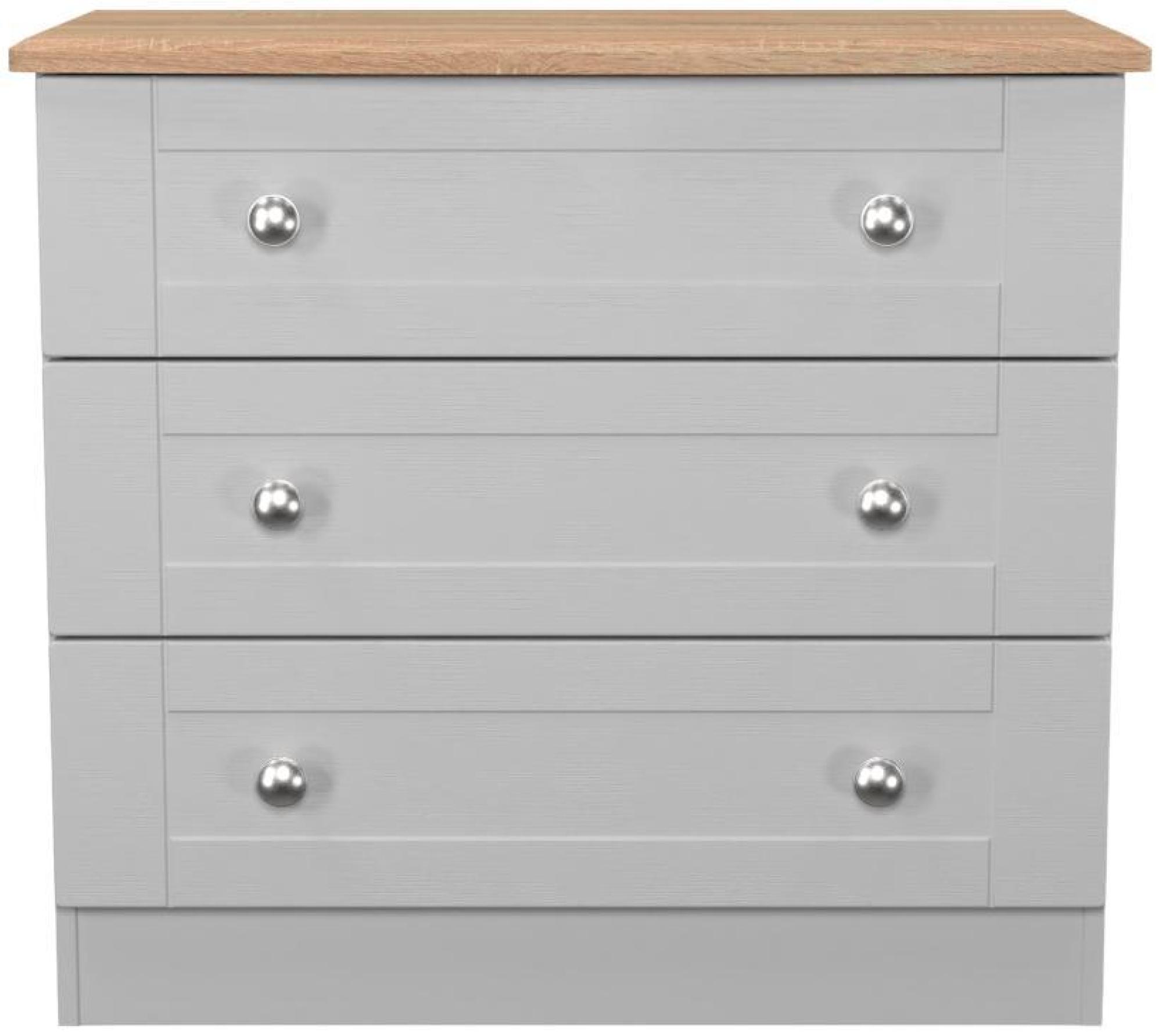 Sussex Grey and Oak Effect 3 Drawer Small Chest