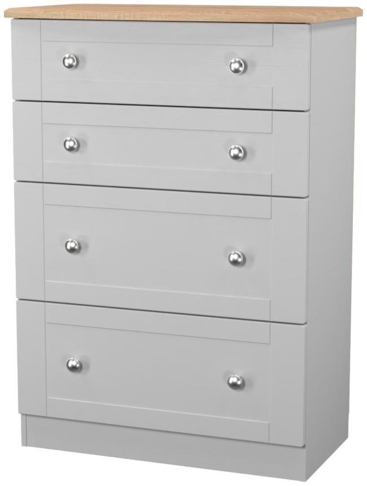 Sussex Deep Chest - 4 Drawer - Grey and Oak