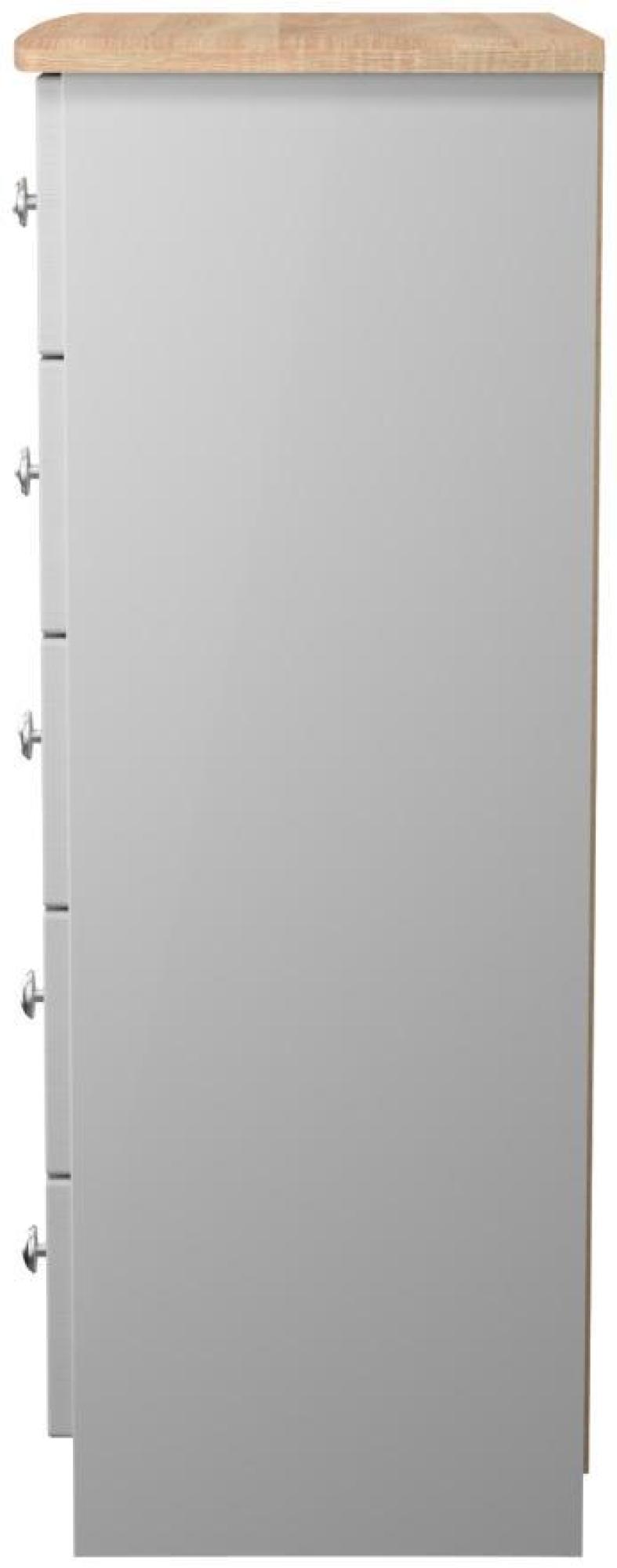 Sussex Chest - 5 Drawer - Grey and Oak