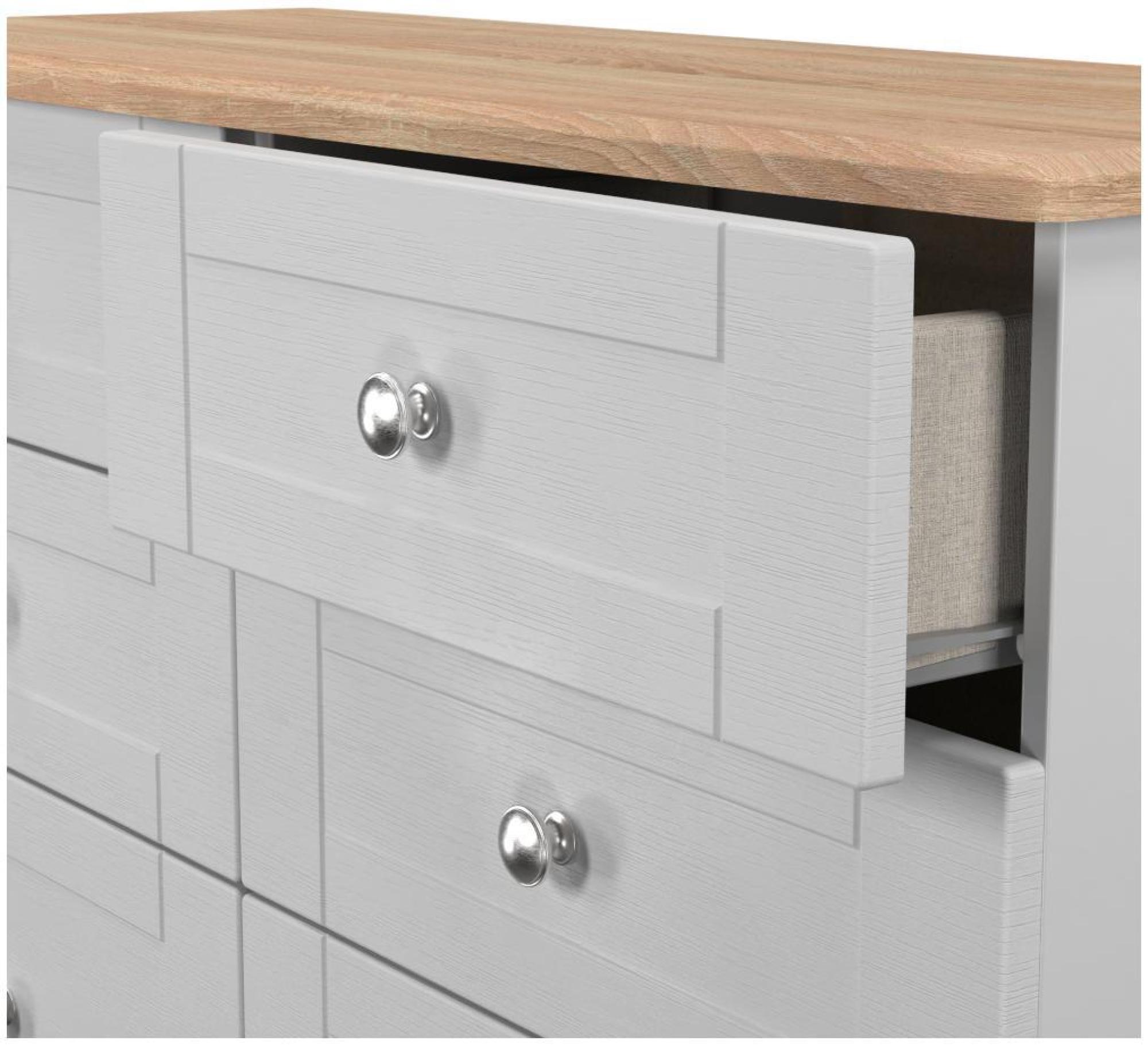 Sussex Midi Chest - 6 Drawer - Grey and Oak