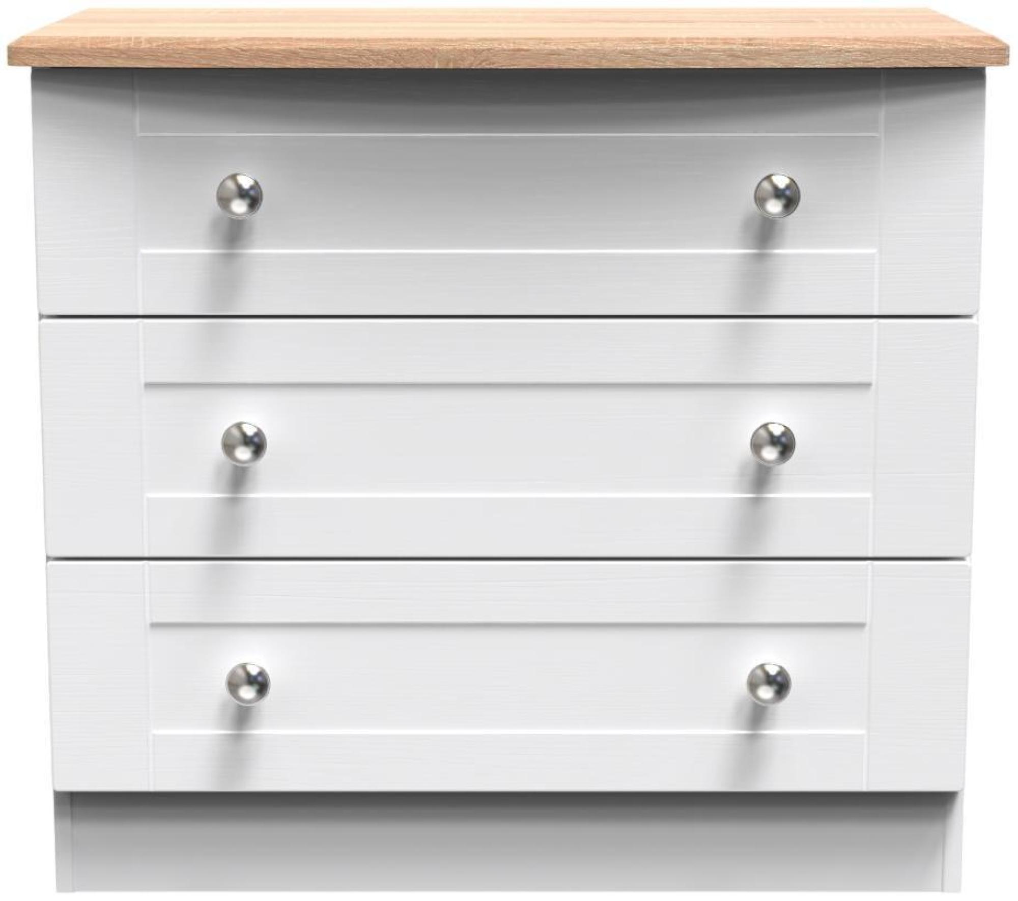 Sussex White and Oak Effect 3 Drawer Small Chest