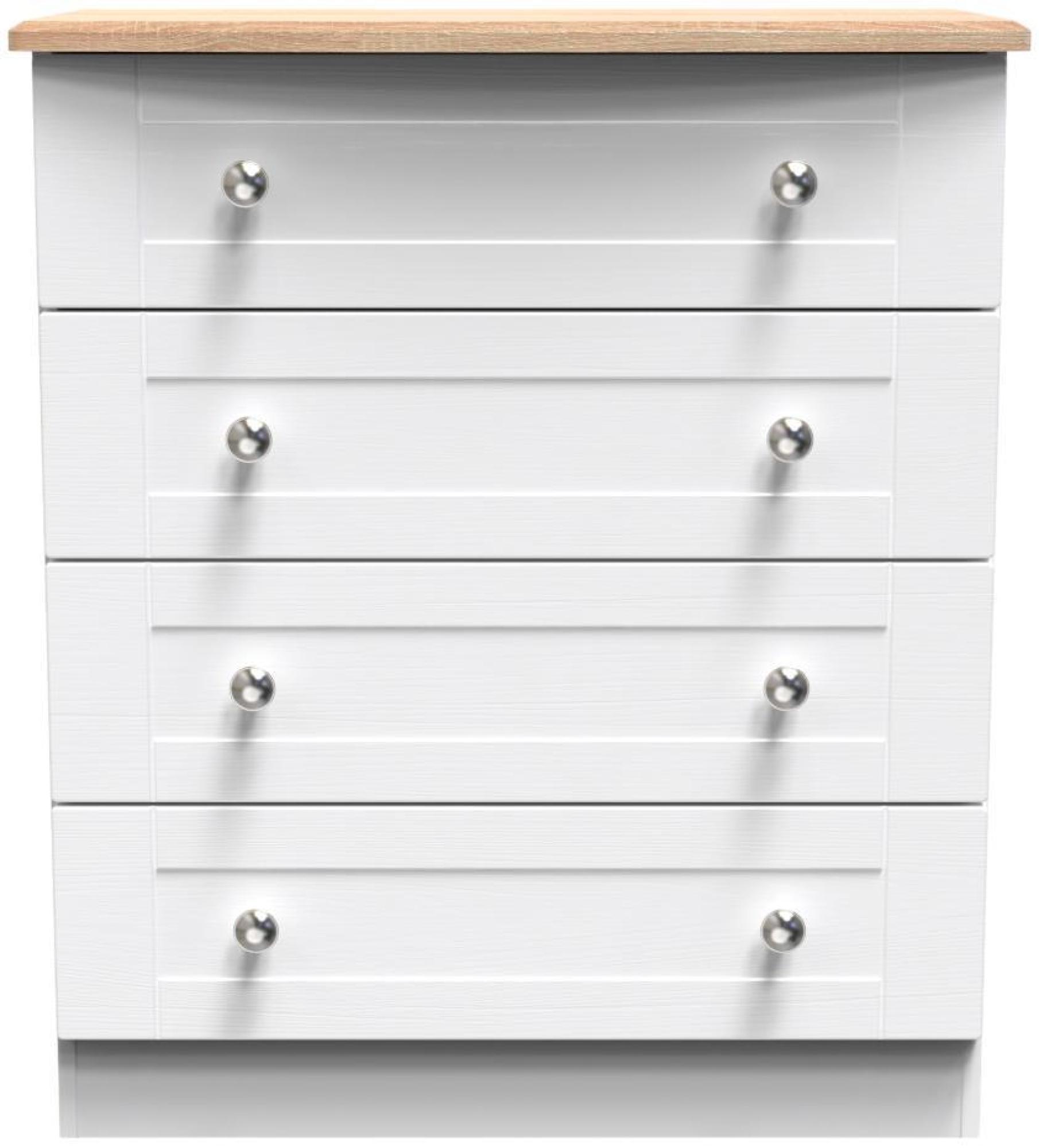 Sussex White and Oak Effect 4 Drawer Chest