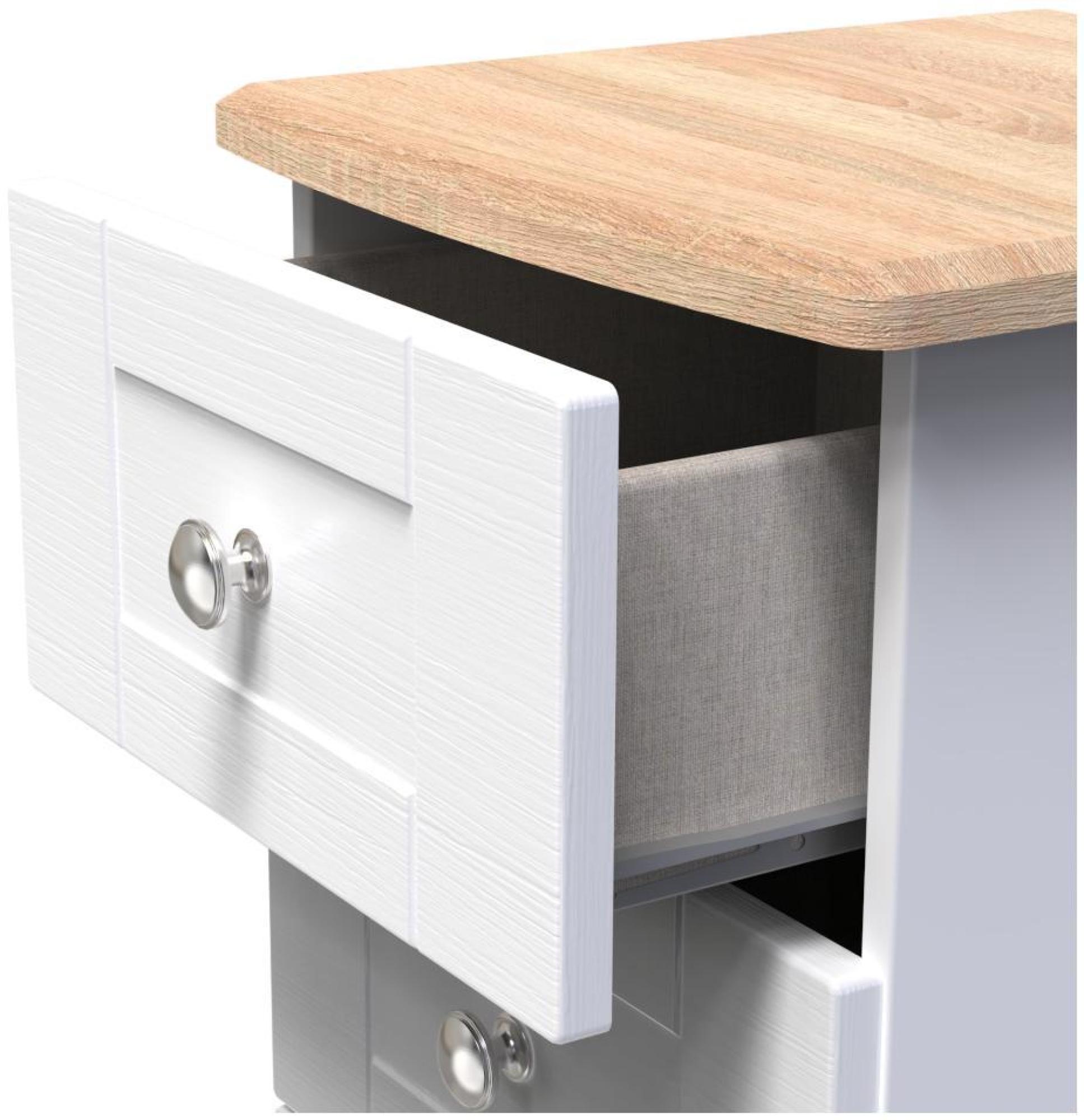 Sussex Narrow Chest - 5 Drawer - White and Oak