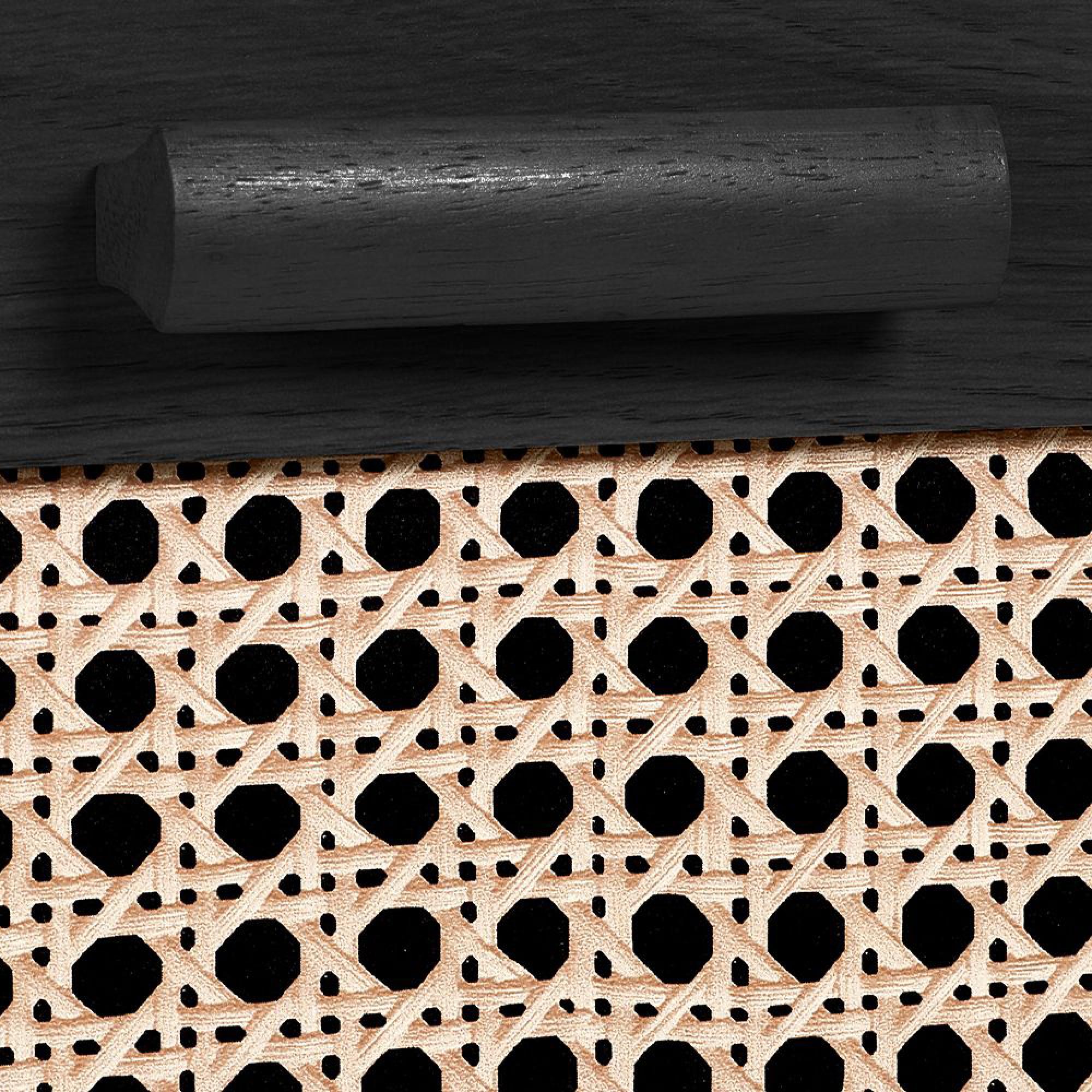 Sydney Chest of Drawers - 5 Drawer - Black and Faux Rattan