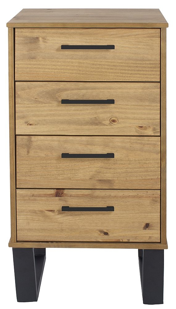 Texas Industrial Style Oak Effect 4 Drawer Narrow Chest