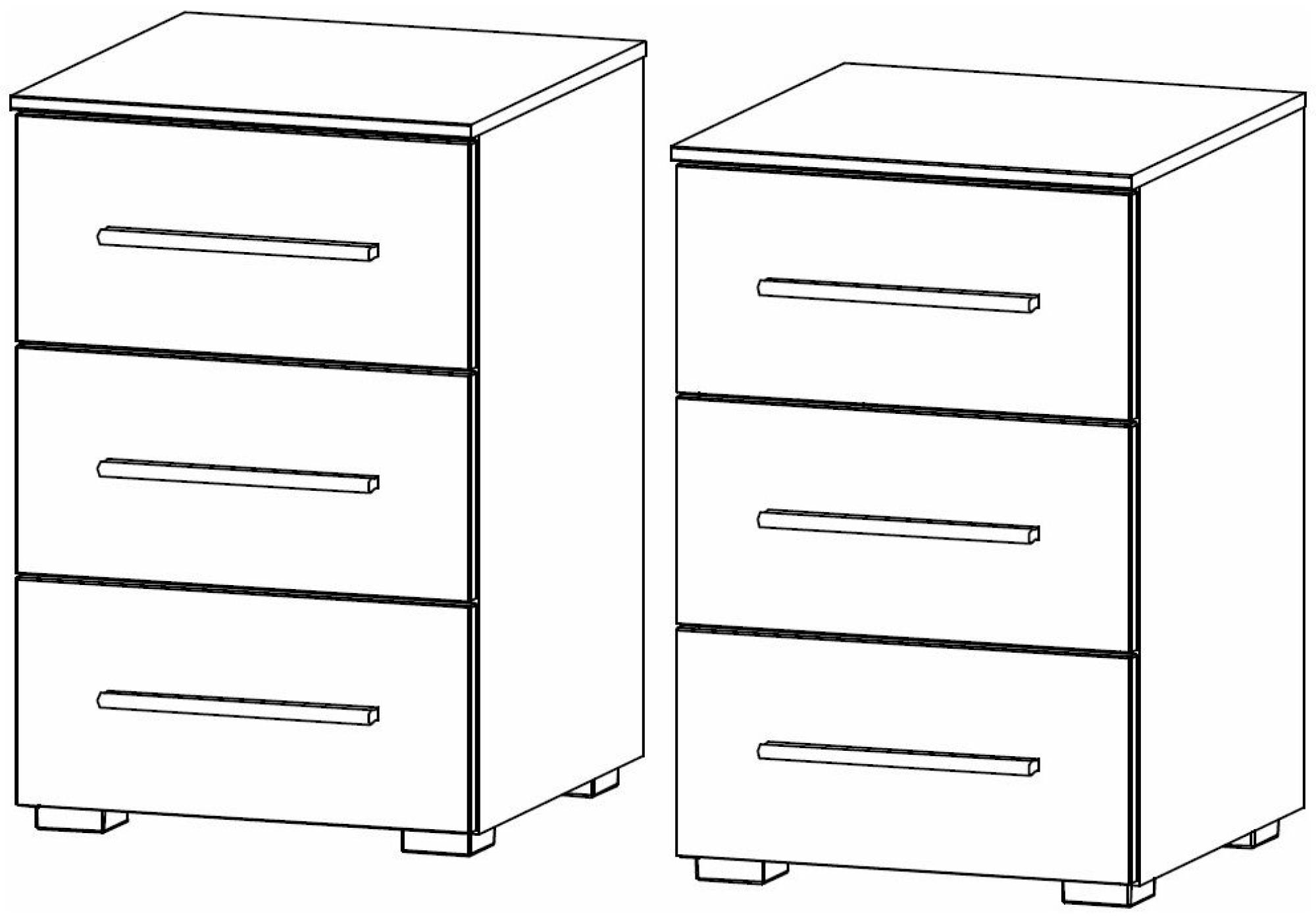 67KD : 3 Drawer Bedside Cabinet (Pair)