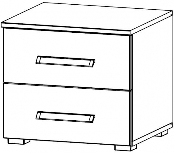 69DG : 2 Drawer Bedside Cabinet with Glass Overlay Front and Horizontal Trim