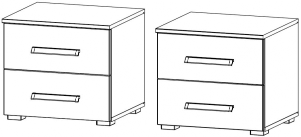 69ED : 2x2 Drawer Bedside Cabinet with Color Front