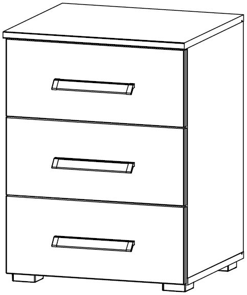 69JH : 3 Drawer Bedside Cabinet with High Polish Front