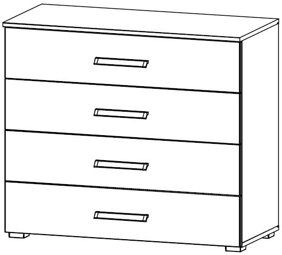 69RG : 4 Drawer Wide Chest with Glass Overlay Front and Horizontal Trim