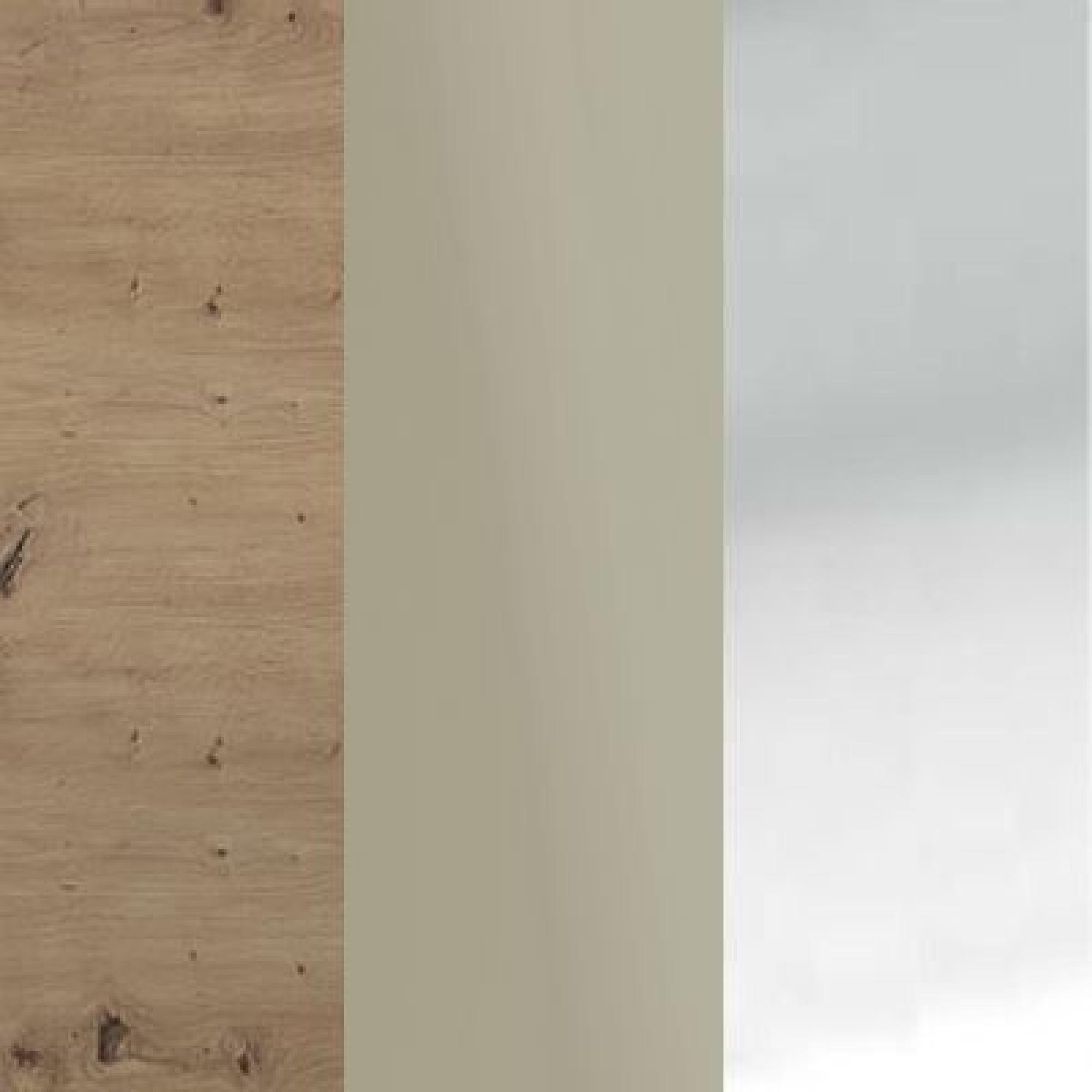 Bianco Oak Carcase with Pebble Grey Glass Front and Chrome Handle 051