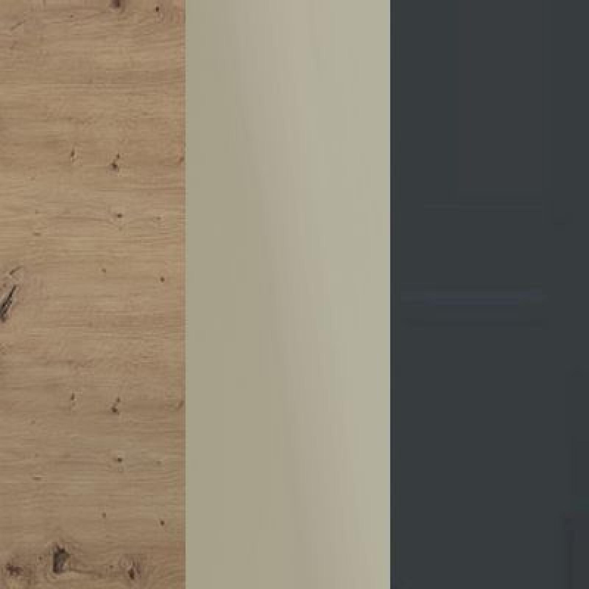 Bianco Oak Carcase with Pebble Grey Glass Front and Slate Handle 955