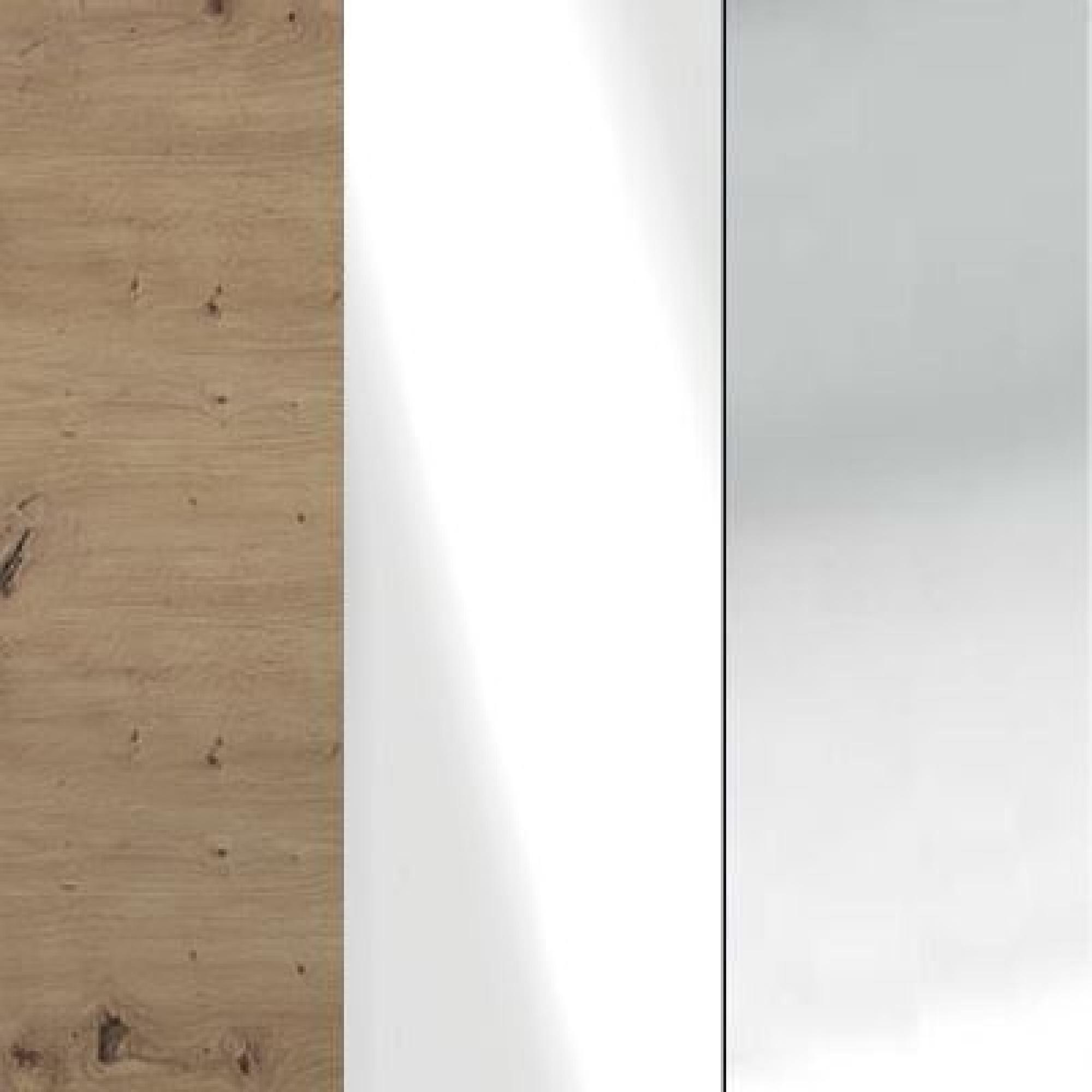 Bianco Oak Carcase with White Glass Front and Chrome Handle 051