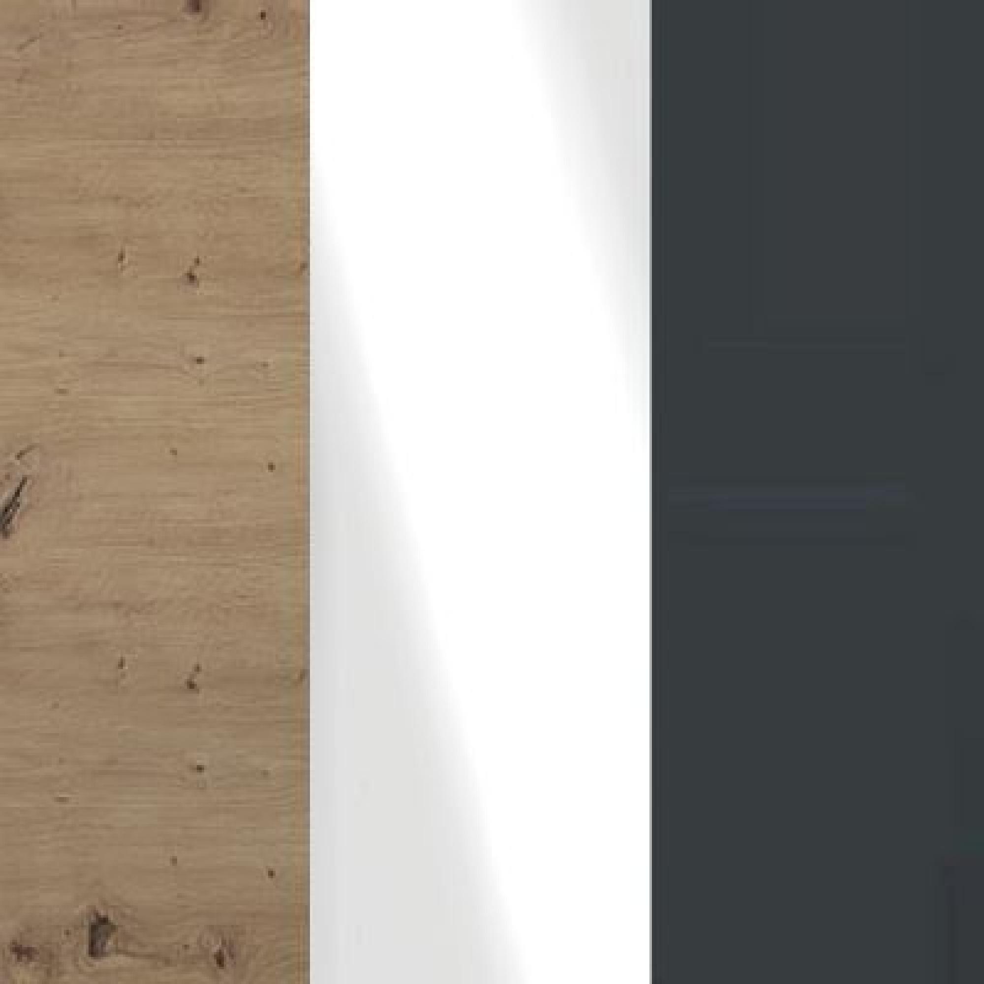 Bianco Oak Carcase with White Glass Front and Slate Handle 955